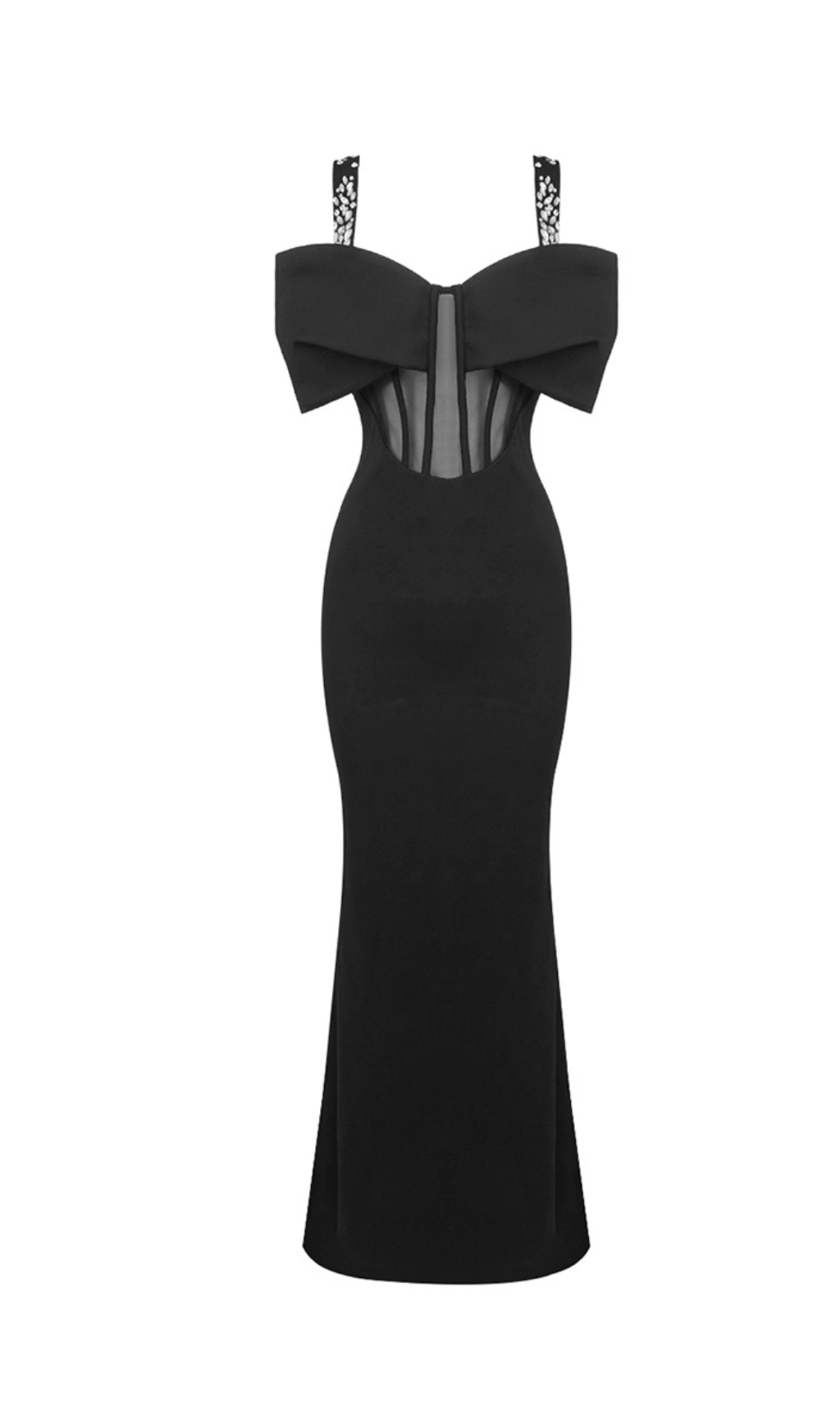 SLEEVELESS CORSET BLACK MAXI DRESS FOR EVENING