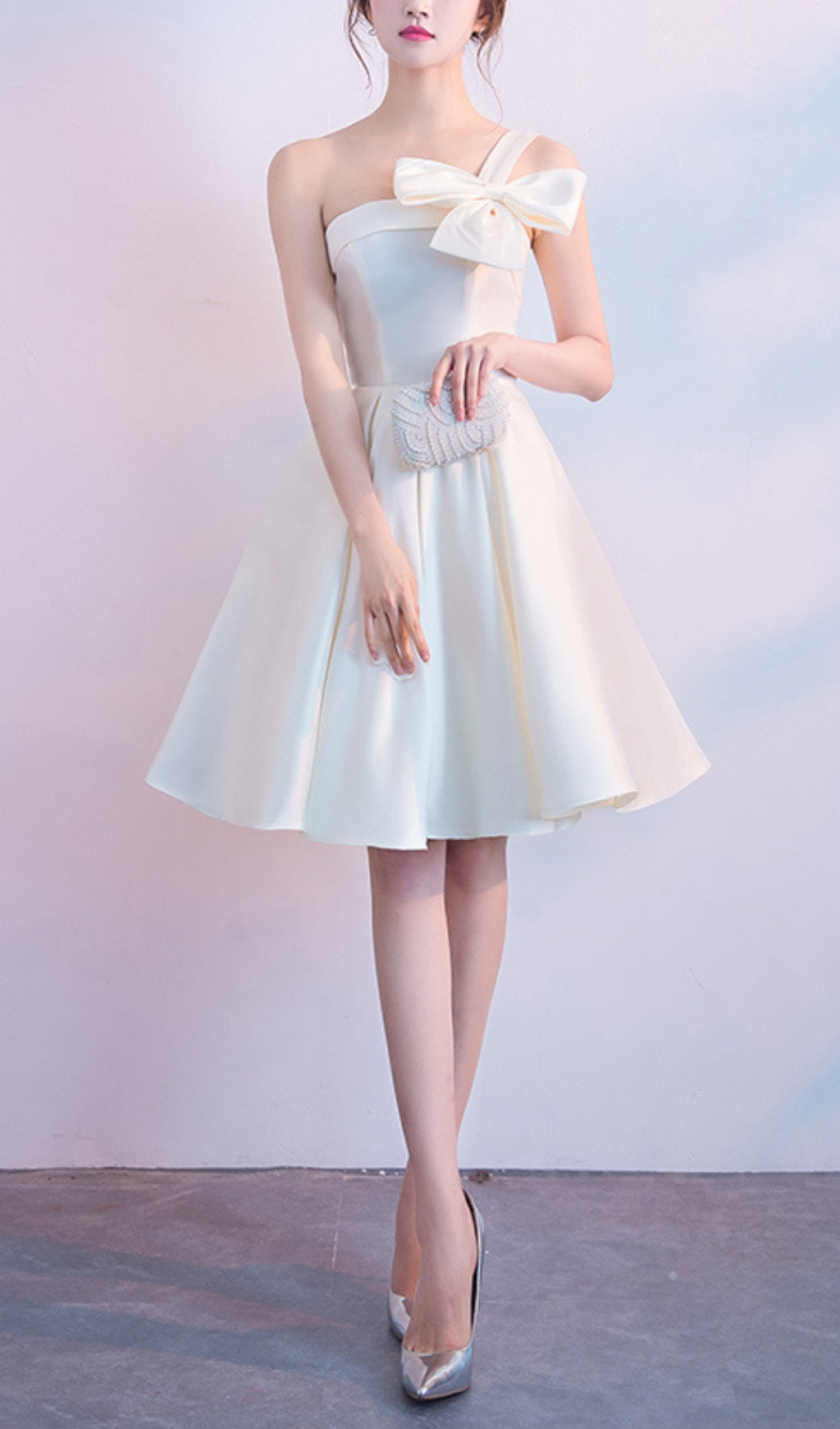 1_3dfa3c37-36a8-40d2-bbaa-3c9dac2c1286 STRAPLESS BOW MINI DRESS WHITE COCKTAIL PARTY