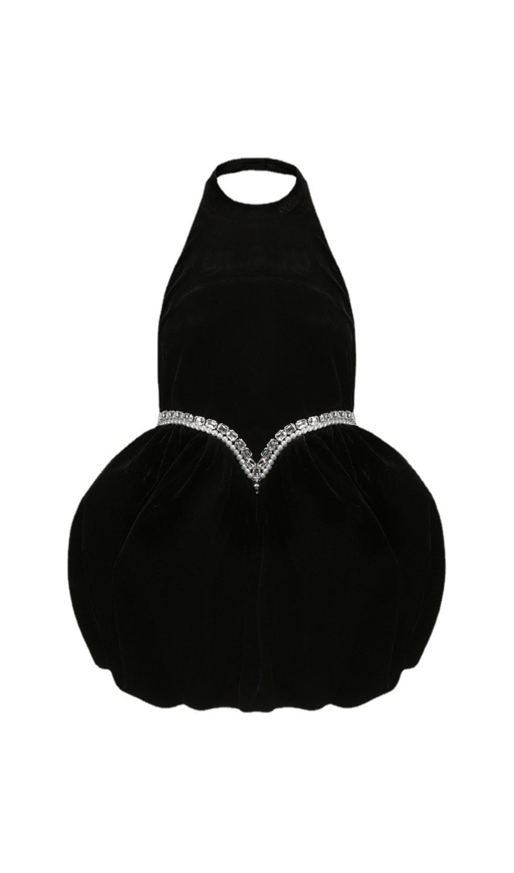 VELVET HALTERNECK MINI DRESS, BLACK COCKTAIL PARTY