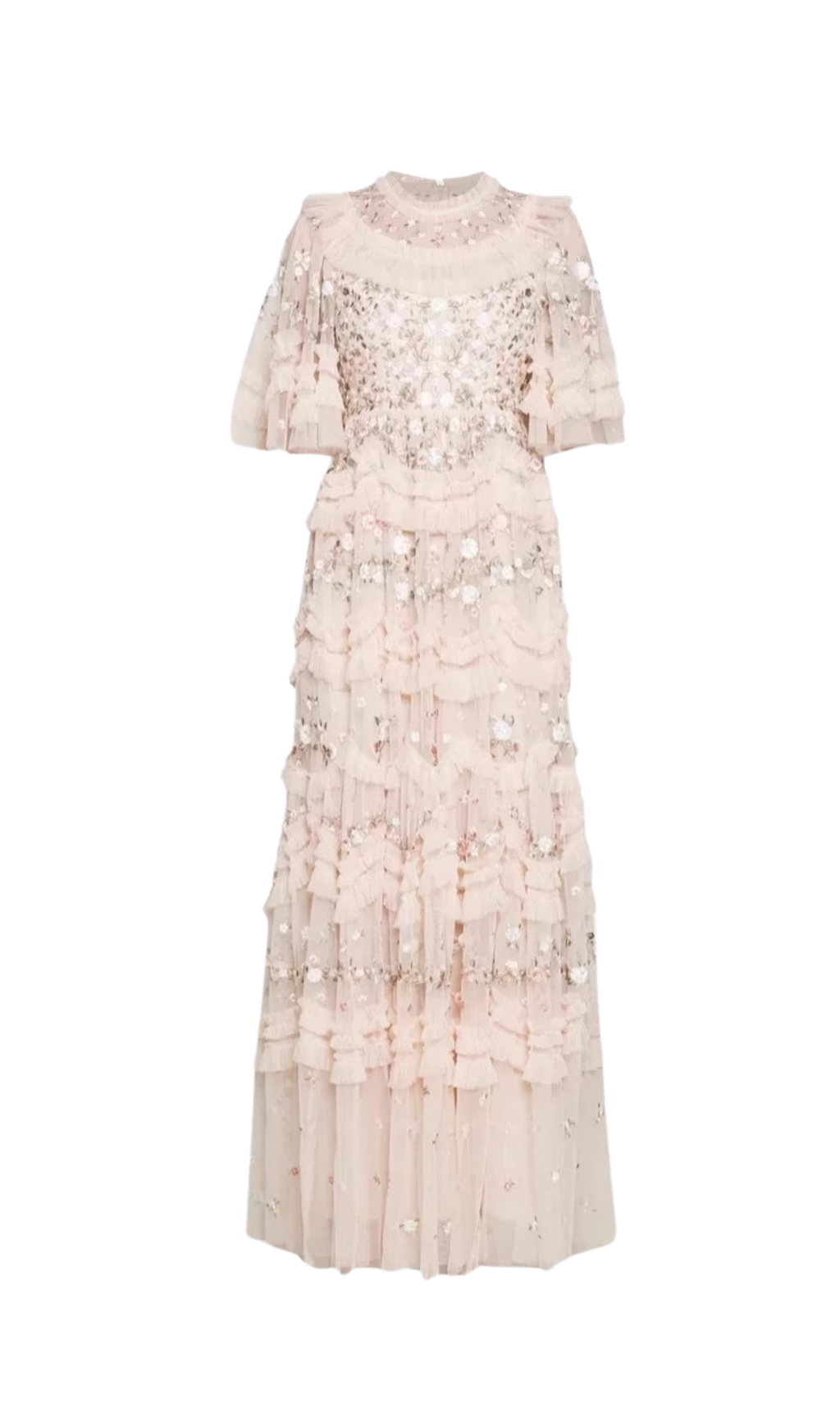 LALABELLE APRICOT TULLE FLORAL A-LINE GOWN