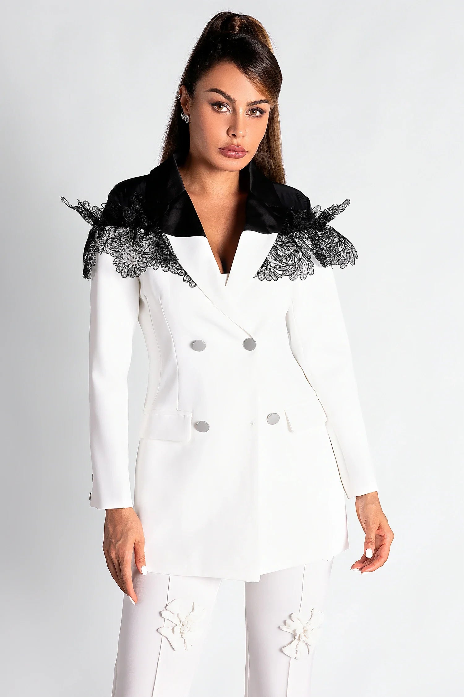 SEKANI PATCHWORK LACE BLAZER TOP FOR WEDDING