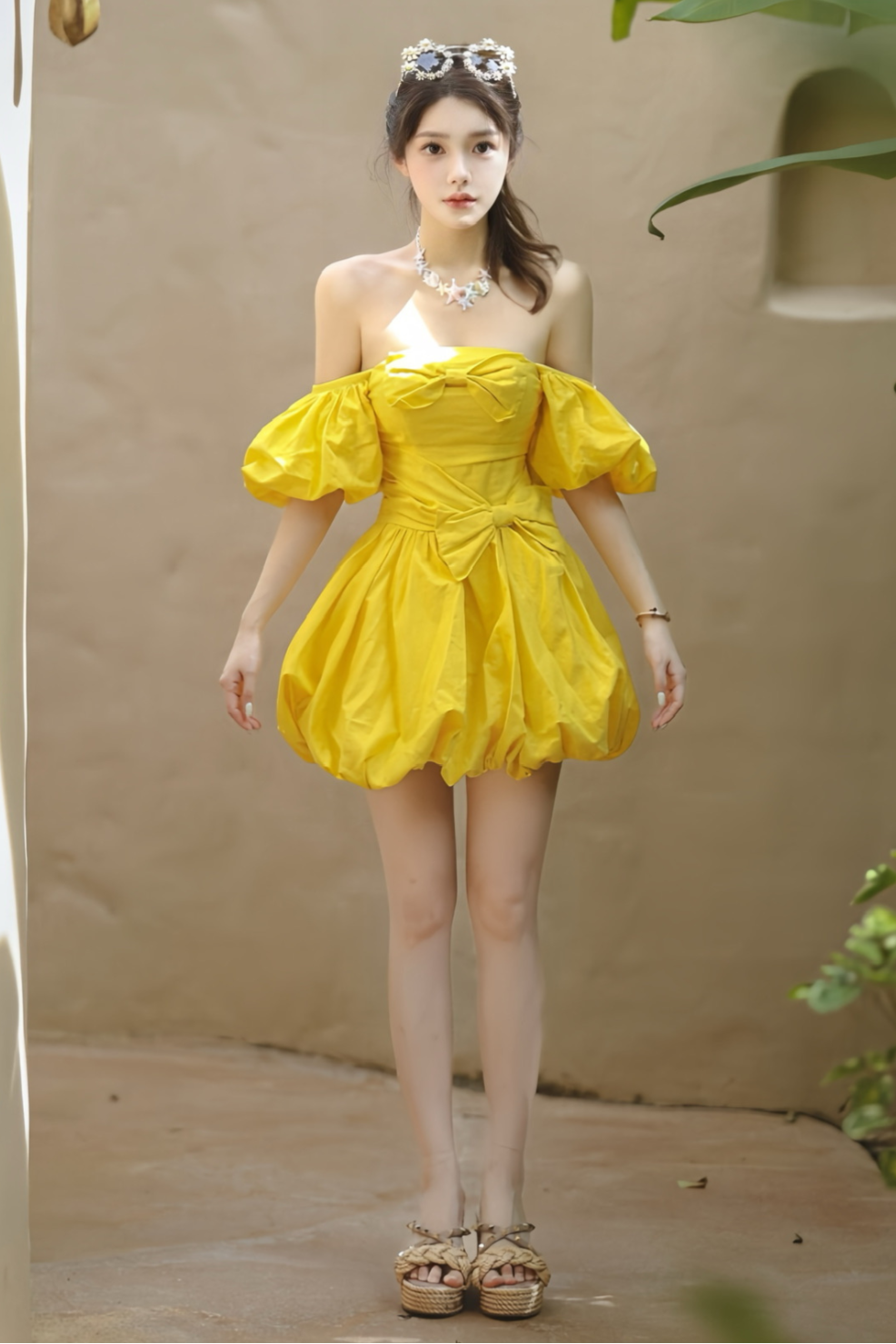 1_538927f9-8c1f-4cd8-b5b6-3f56fc649102 BONNIE PUFF STRAPLESS YELLOW MINI DRESS