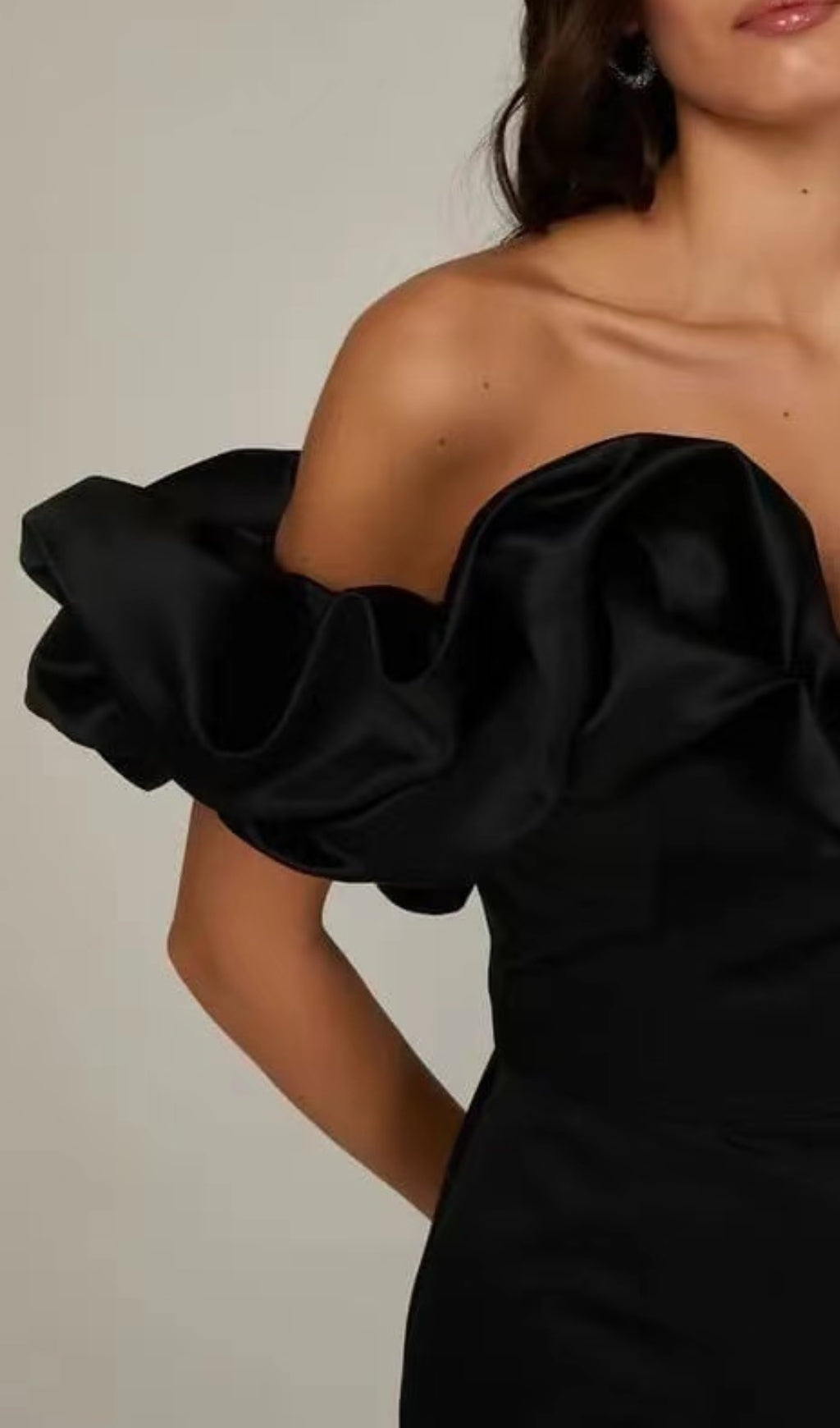 SATIN STRAPLESS RUFFLE DRESS FOR PARTY