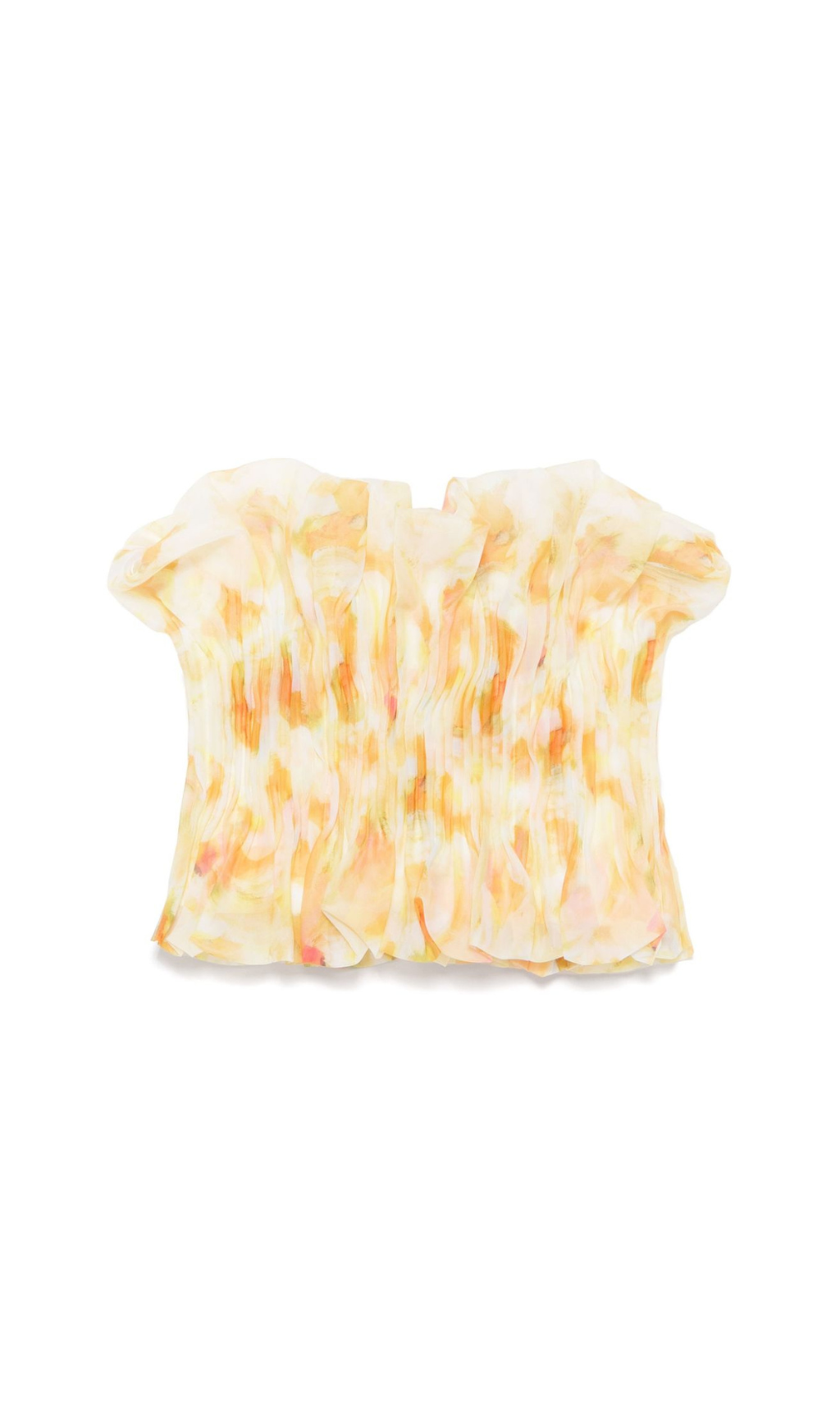 PRINT RUFFLE TRIM YELLOW TOP FOR CASUAL DAYS