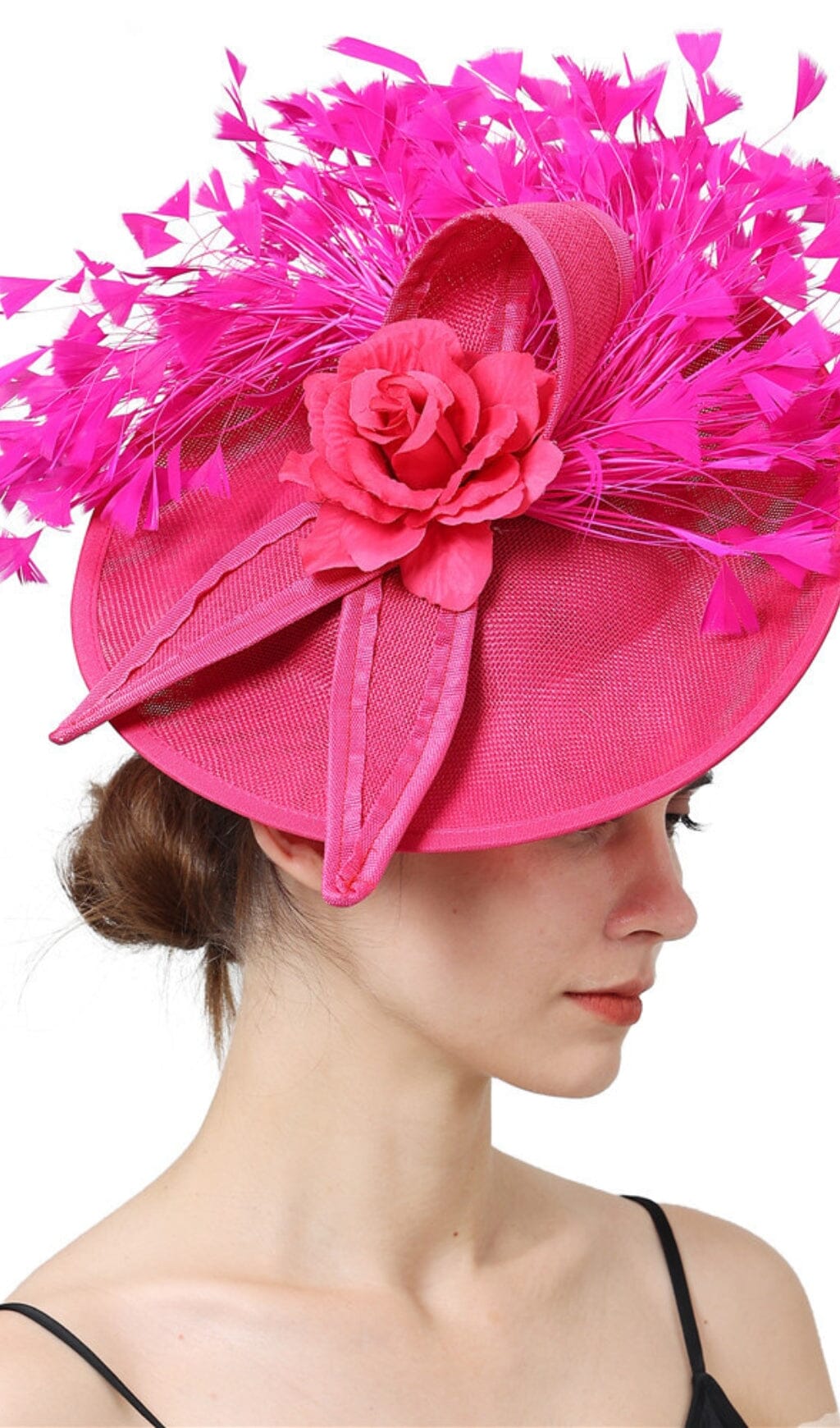 PINK FEATHER FASCINATOR HAT FOR WEDDING PARTY
