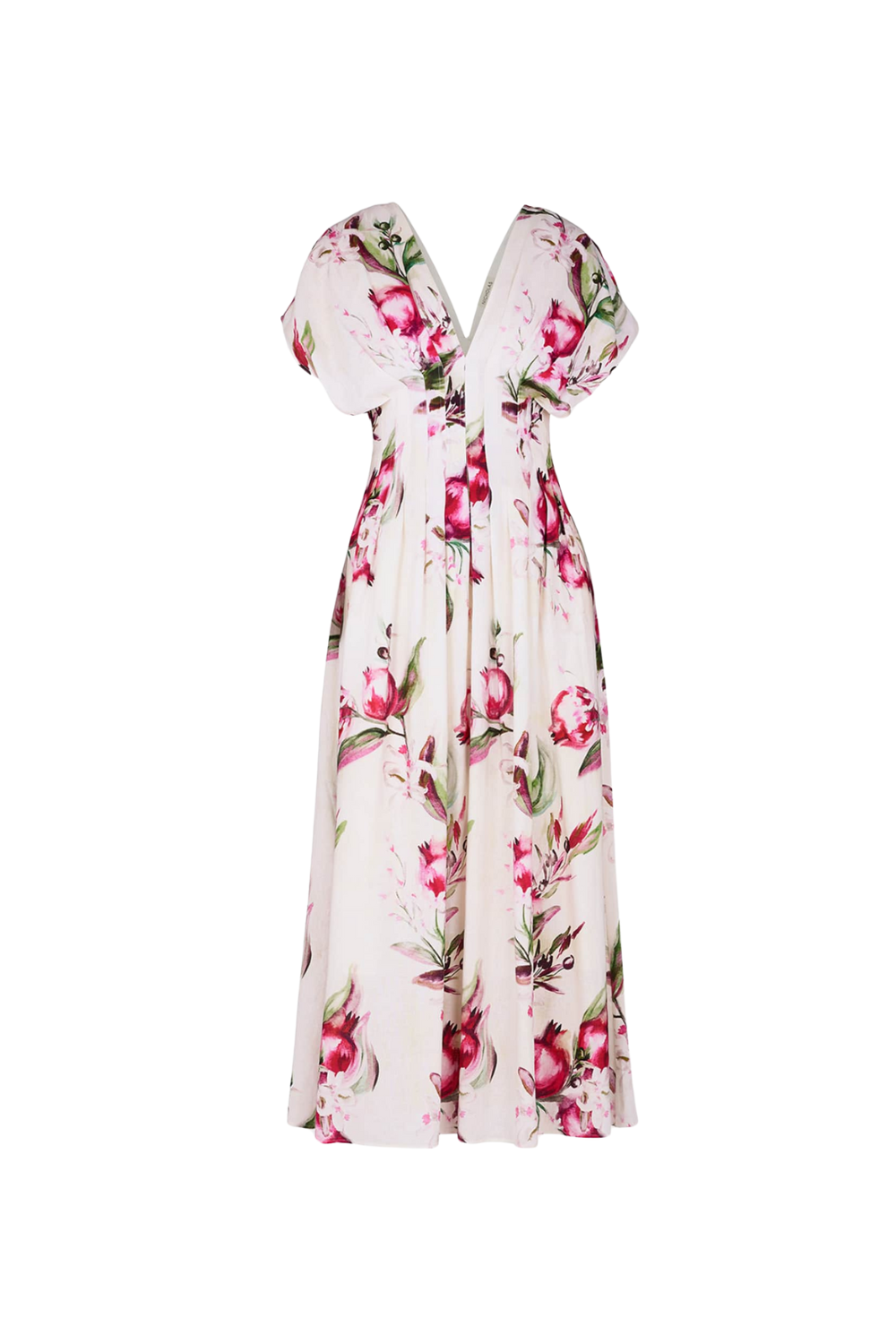 SONYA FLORAL PLEATED MAXI DRESS WHITE
