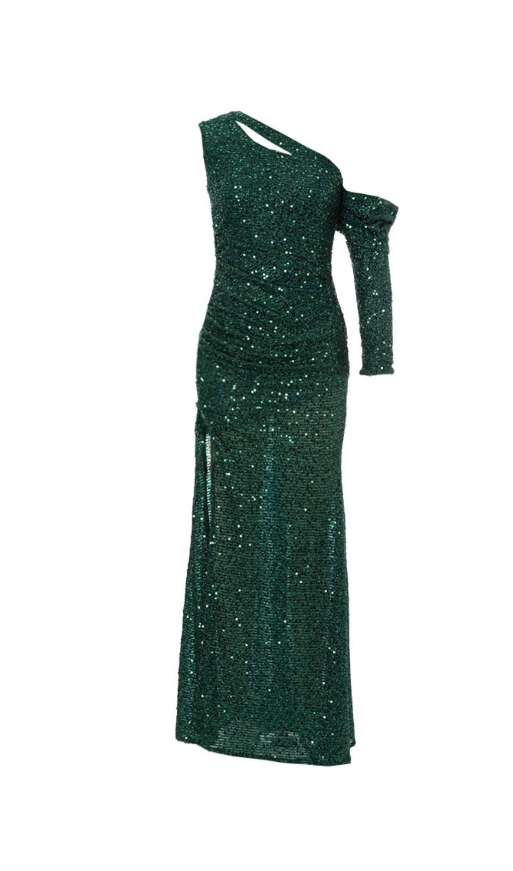 SEQUIN GREEN MAXI DRESS, CUTOUT EVENING GOWN