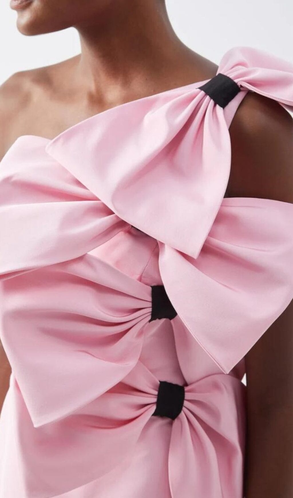 BOW DETAIL SILK MINI DRESS PINK PARTY