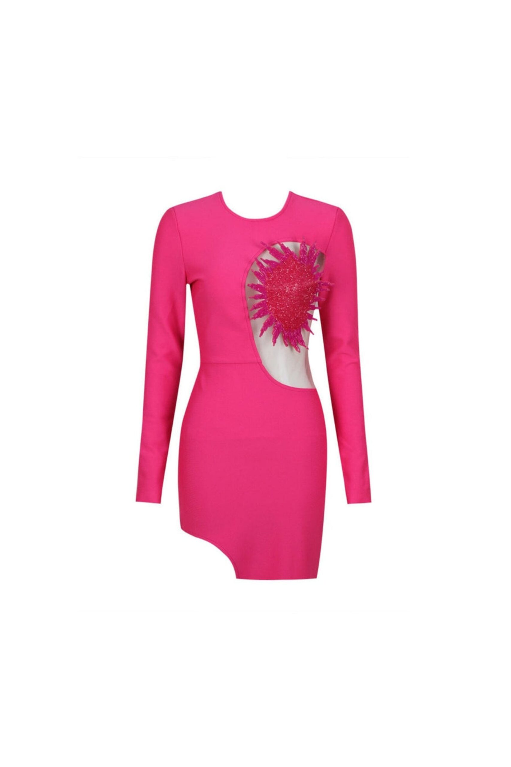 RED FLORAL BANDAGE MINI DRESS FOR PARTY