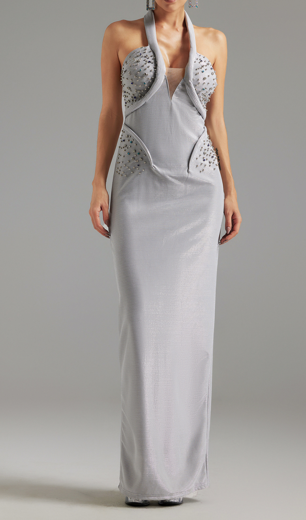 1_673d4631-54f2-422e-beb0-7d3af71cd910 GLAM SILVER HALTER MAXI DRESS WITH DIAMOND EMBELLISHMENT