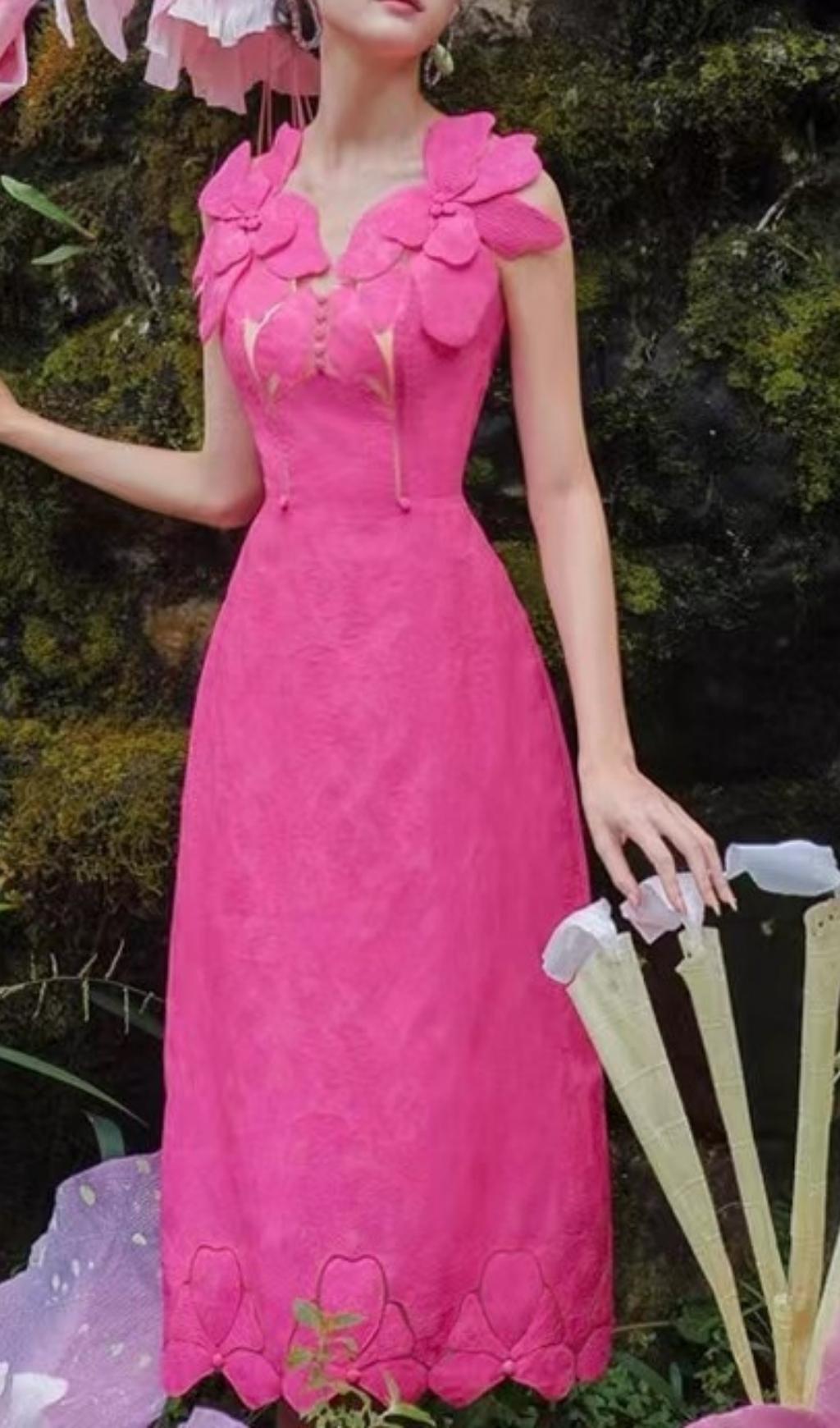 1_6b4b4c49-12a7-44ad-b1ac-b73eed3e6428 PINK JACQUARD EMBROIDERY MIDI DRESS
