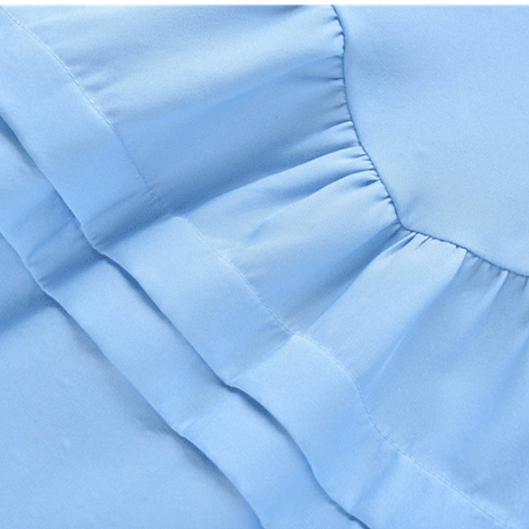 BLUE BUBBLE SLEEVE MINI DRESS FOR PARTY