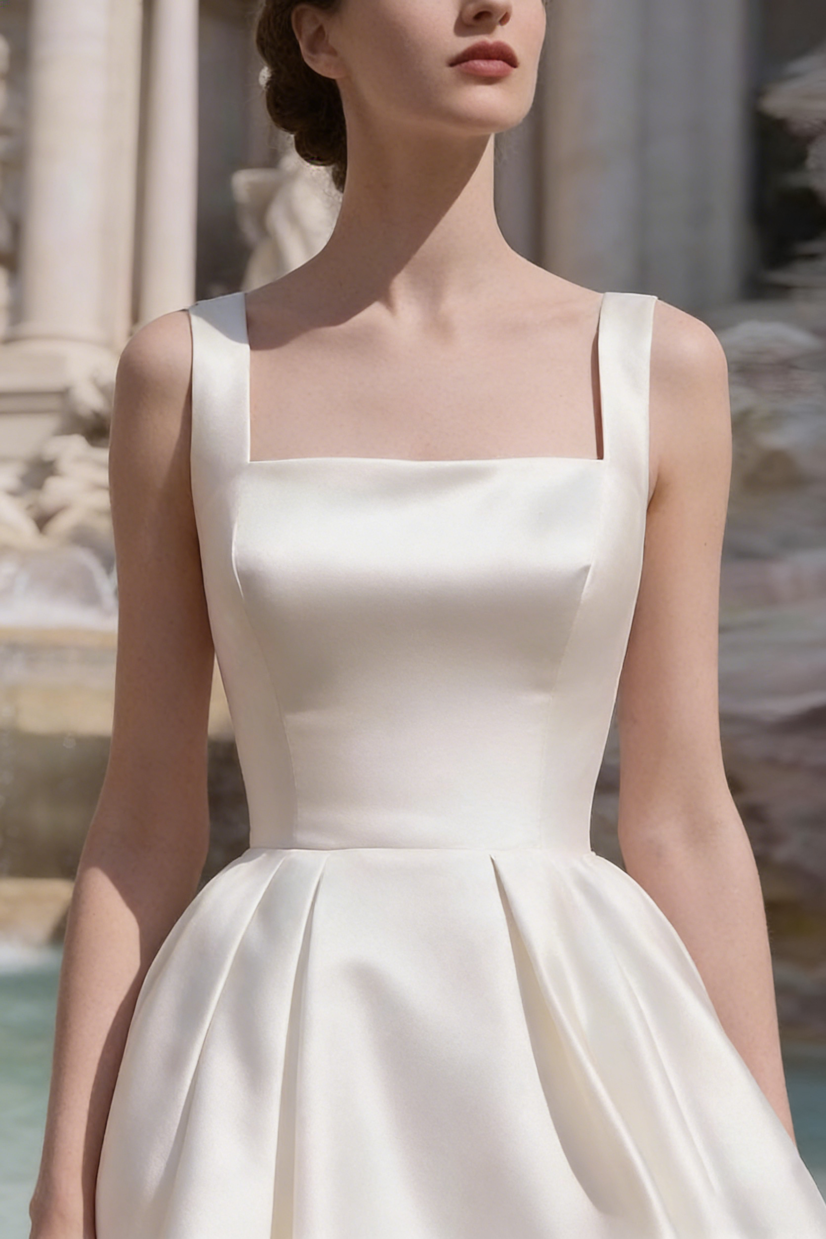OFF-WHITE MINIMALIST SPAGHETTI STRAP MIDI DRESS