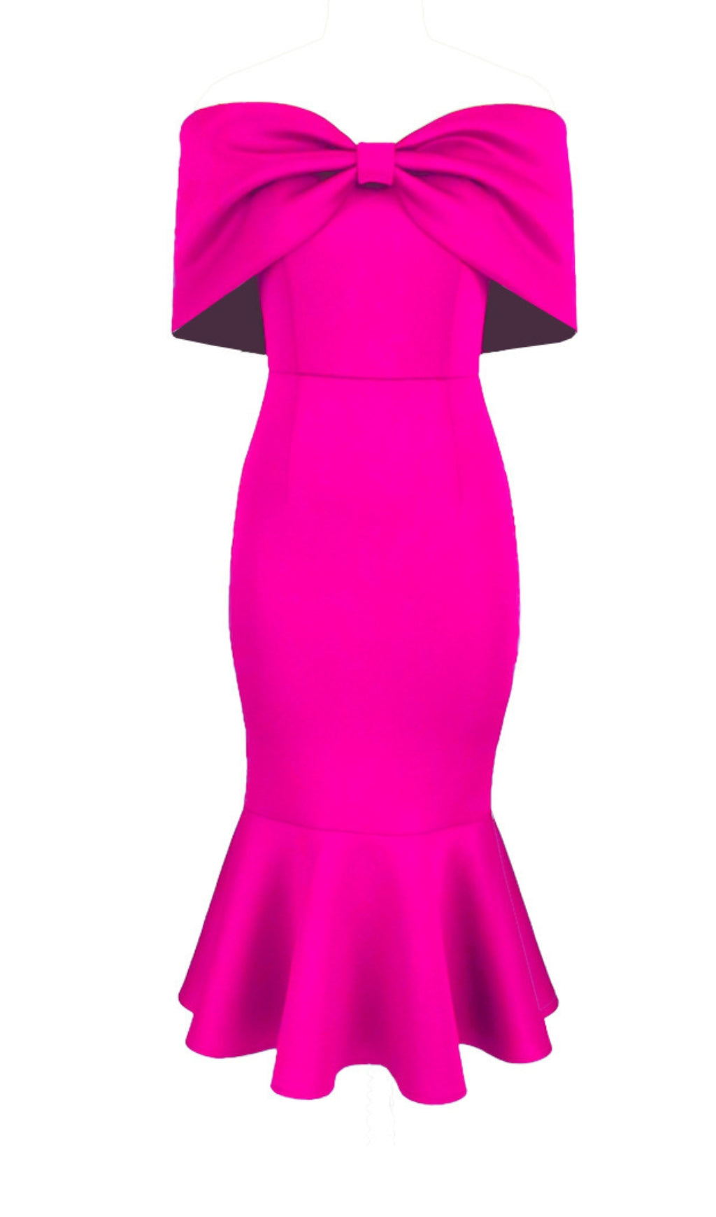 PINK ONE-SHOULDER MIDI DRESS WITH BOW