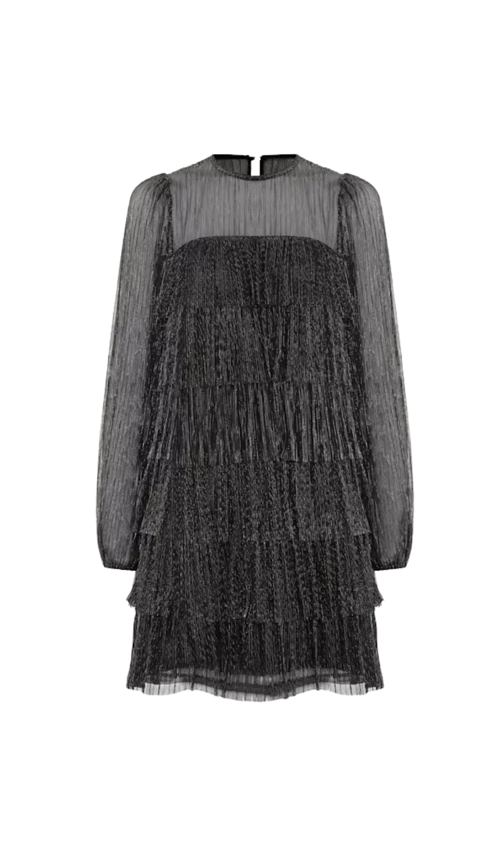 BLACK LAYER CHIFFON PUFF MINI DRESS FOR PARTY