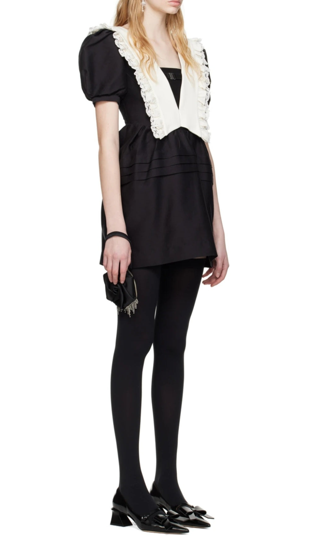 BLACK V-NECK MINI DRESS FOR COCKTAIL PARTY