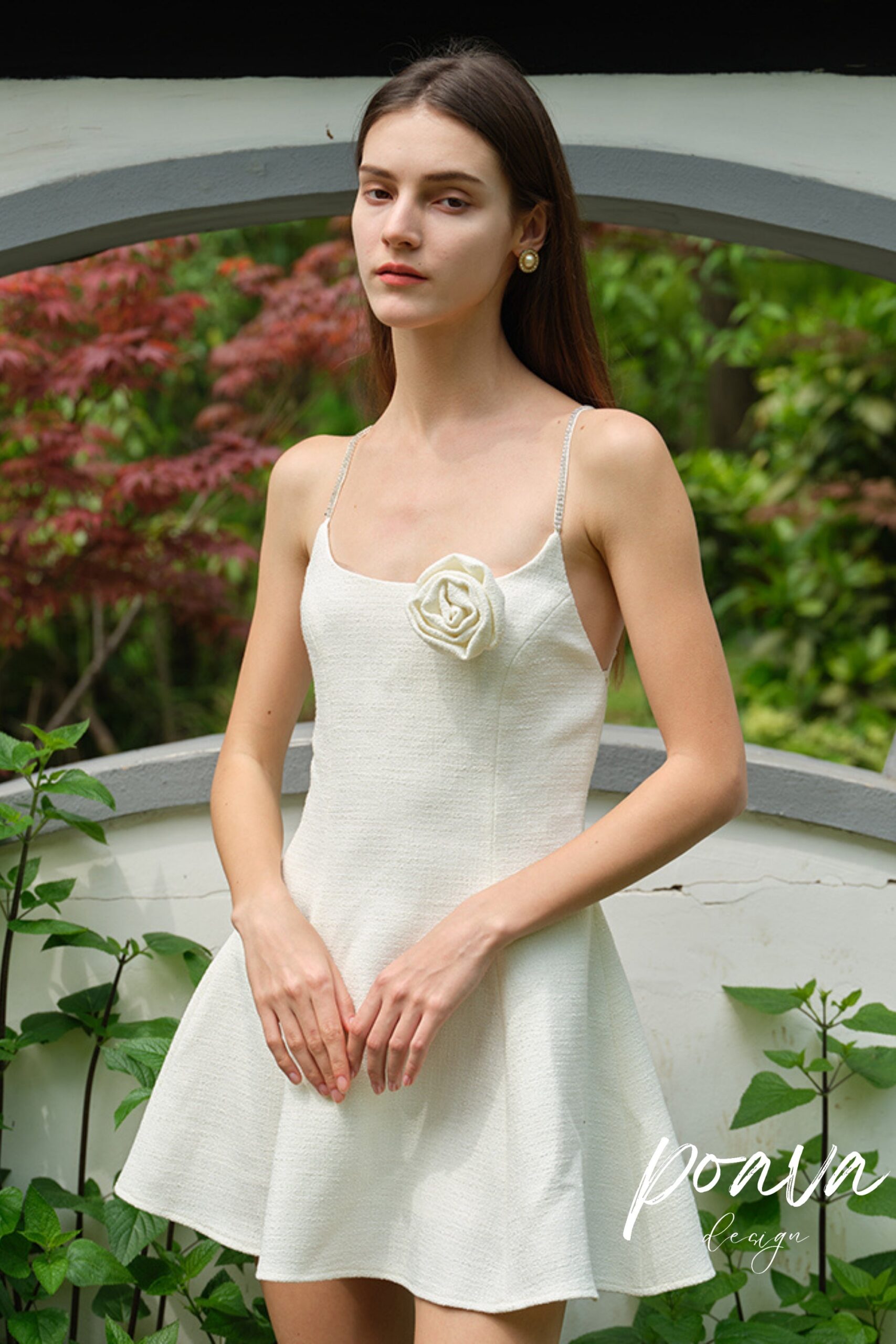 A-LINE FLORAL STRAPPY WHITE MINI DRESS