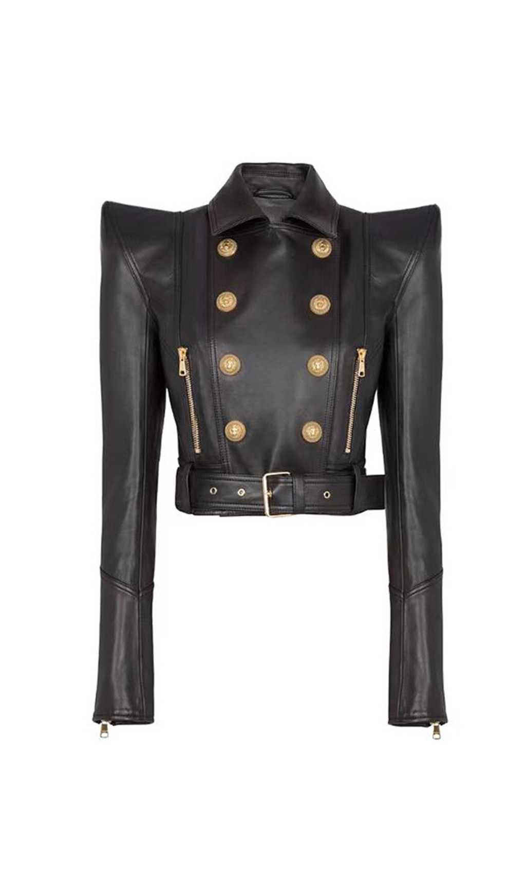 CROPPED LEATHER JACKET IN BLACK, PERFECTO STYLE
