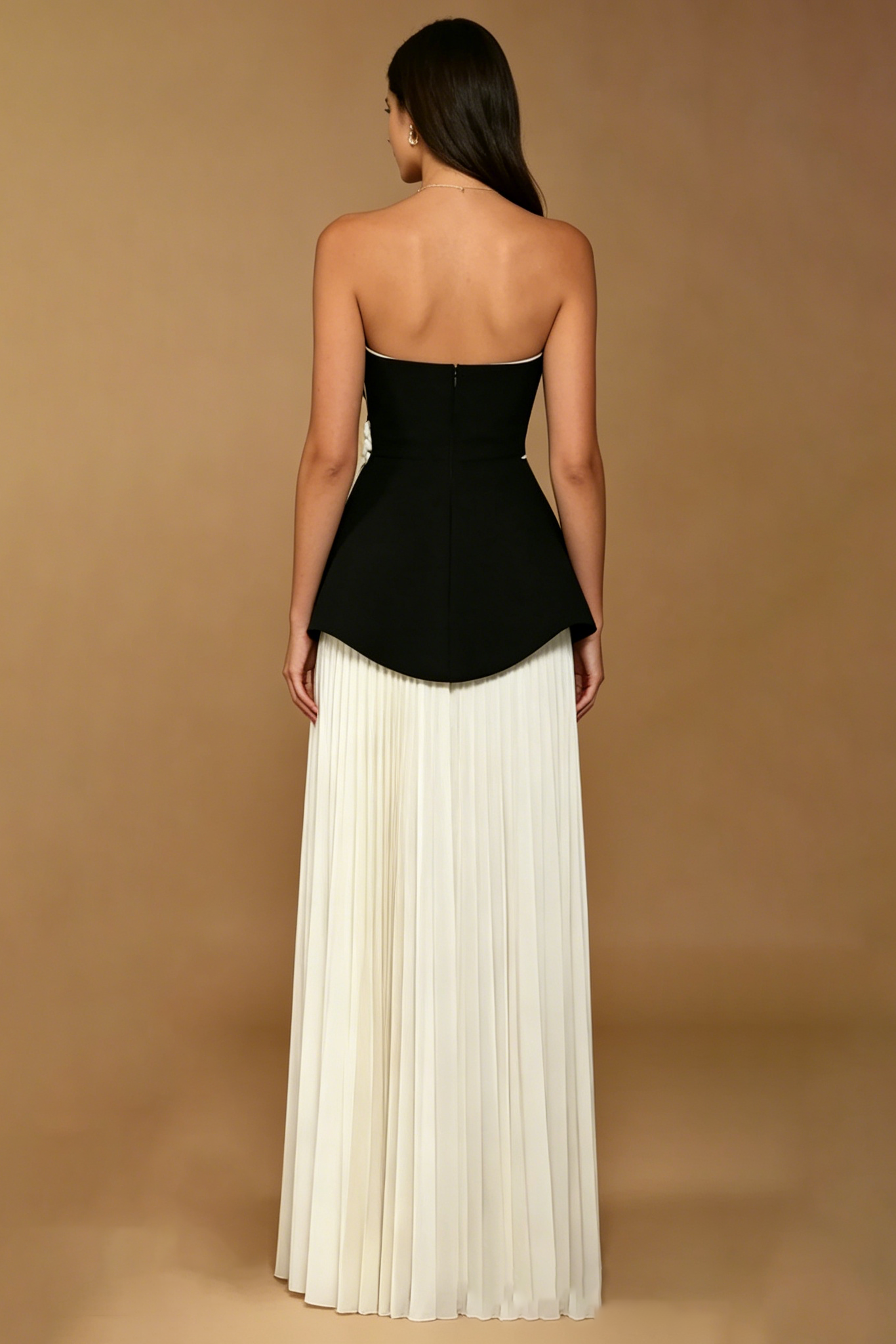 STRAPLESS 3D ROSE PEPLUM MAXI DRESS FOR WEDDINGS