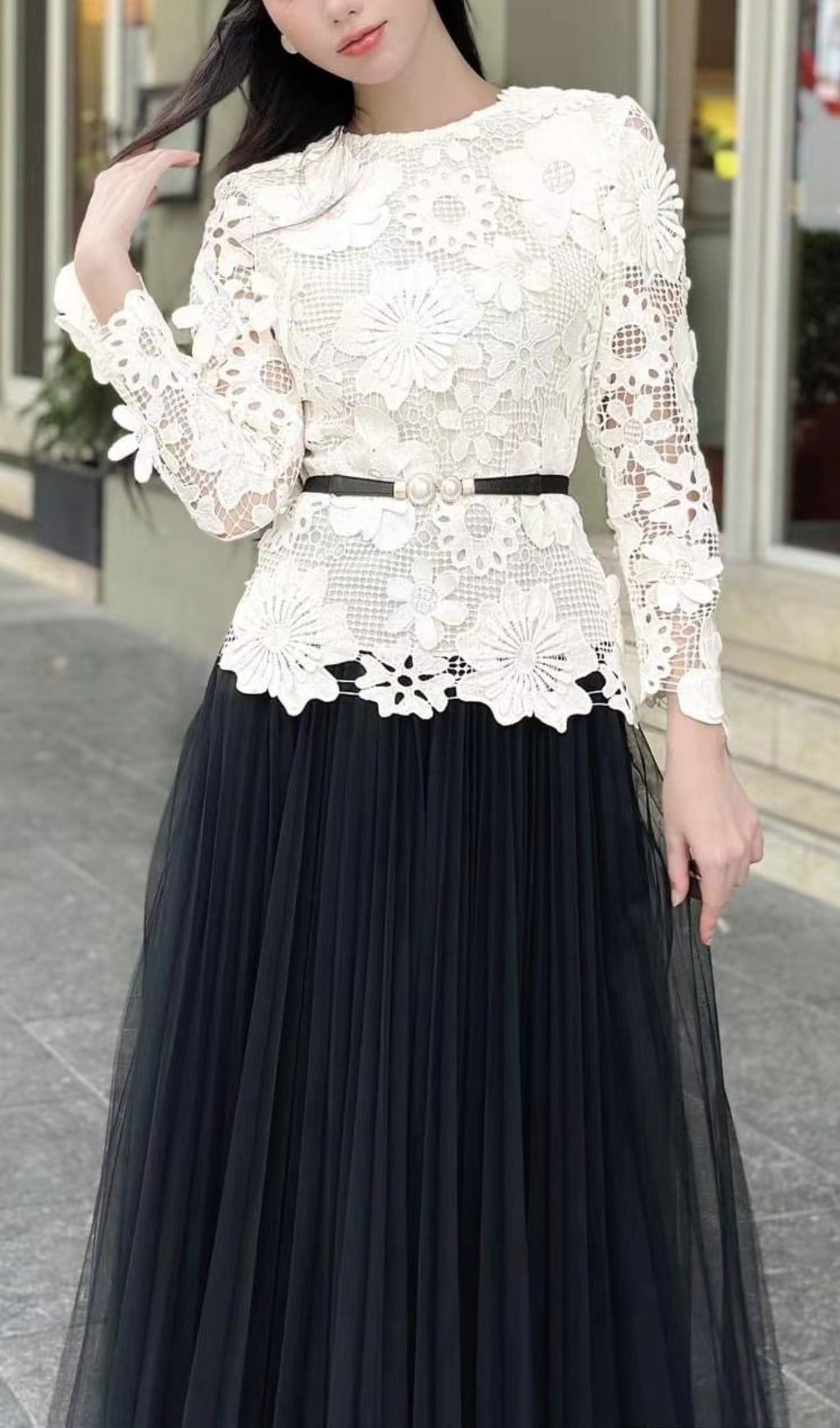 LACE TWO PIECE SET, LONG SLEEVE PARTY OUTFIT