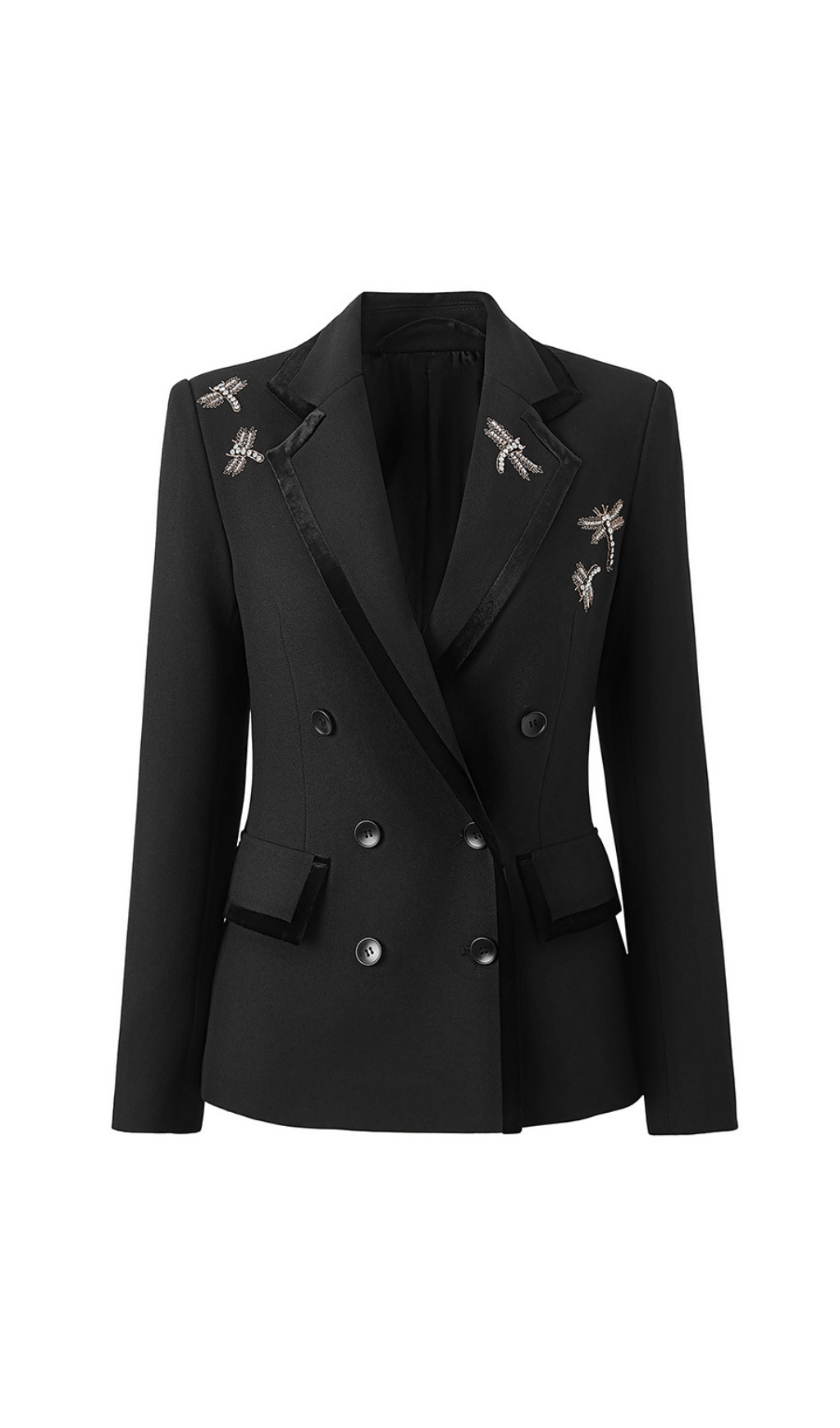 DRAGONFLY EMBROIDERY BLAZER BLACK OVERSIZE BLAZER