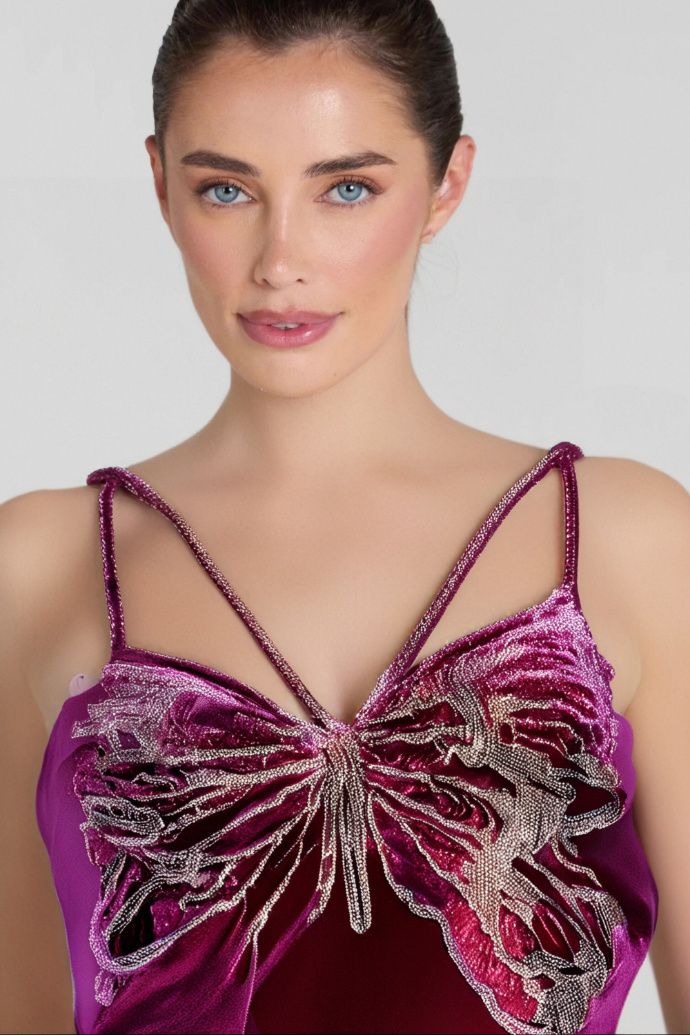SEQUIN BUTTERFLY VELVET MINI DRESS