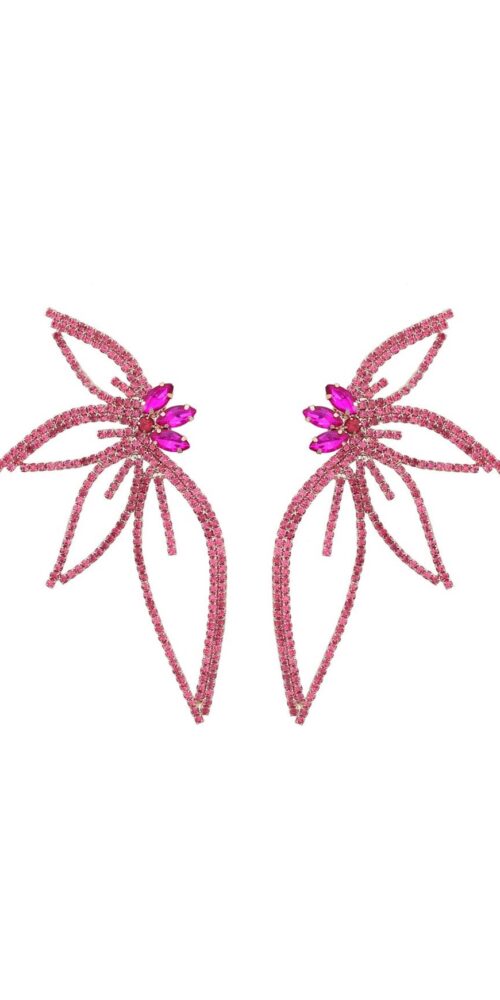 CRYSTAL FLOWER EARRINGS IN PINK