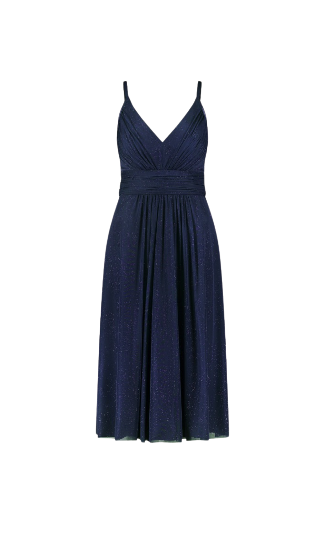 V-NECK MIDI COCKTAIL DRESS IN NIGHT BLUE
