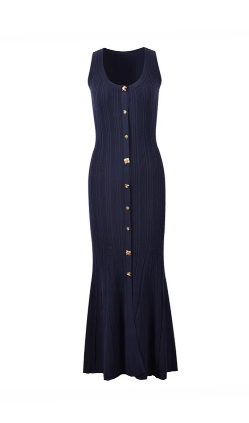 BUTTON RIBBED KNIT MIDI DRESS, NAVY, CASUAL