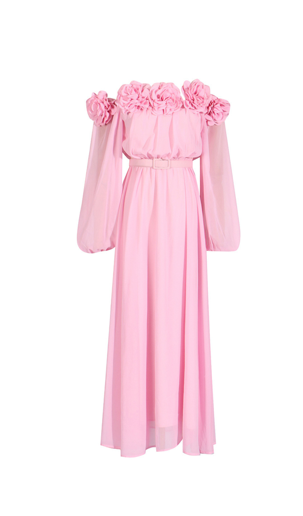 ASCELLA FLORAL SHOULDER MAXI DRESS IN PINK