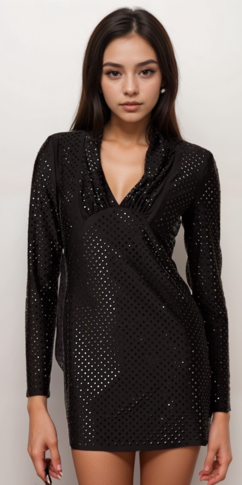 Mariasole embellished plunging V-neck studded mini dress Mariasole embellished plunging V-neck studded mini dress