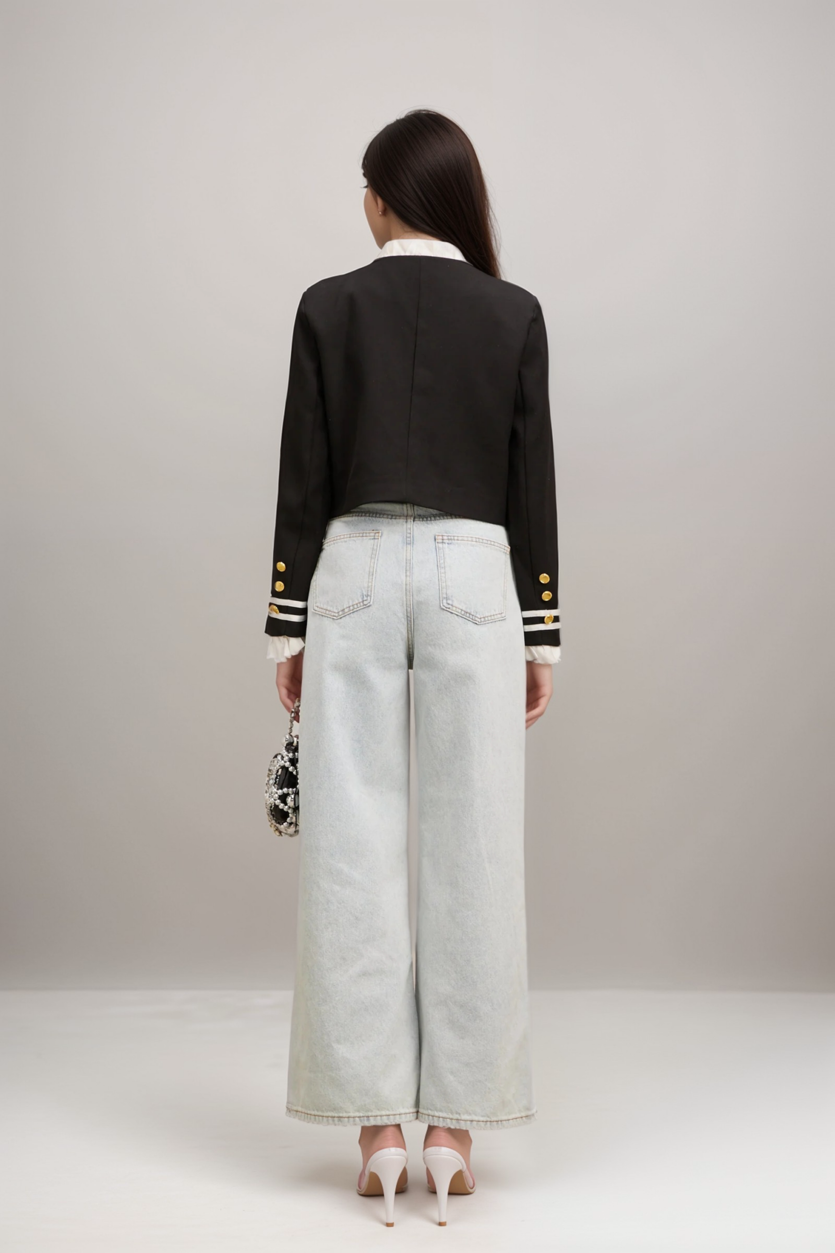 GÉRALDINE BLACK RUFFLE JACKET, BLAZER STYLE, EVENING