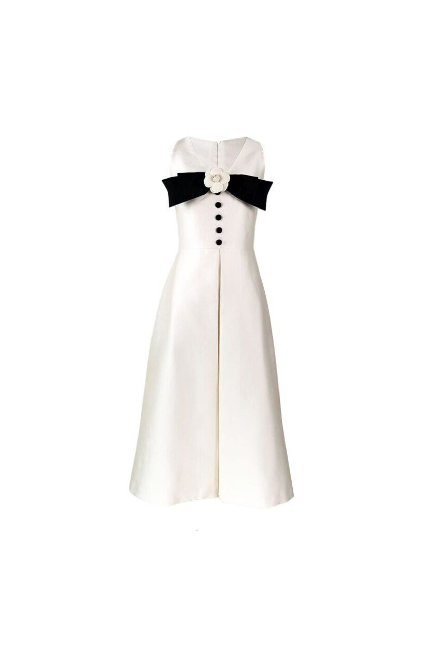 FLOWER BOW MIDI DRESS, WHITE, WEDDING GUEST