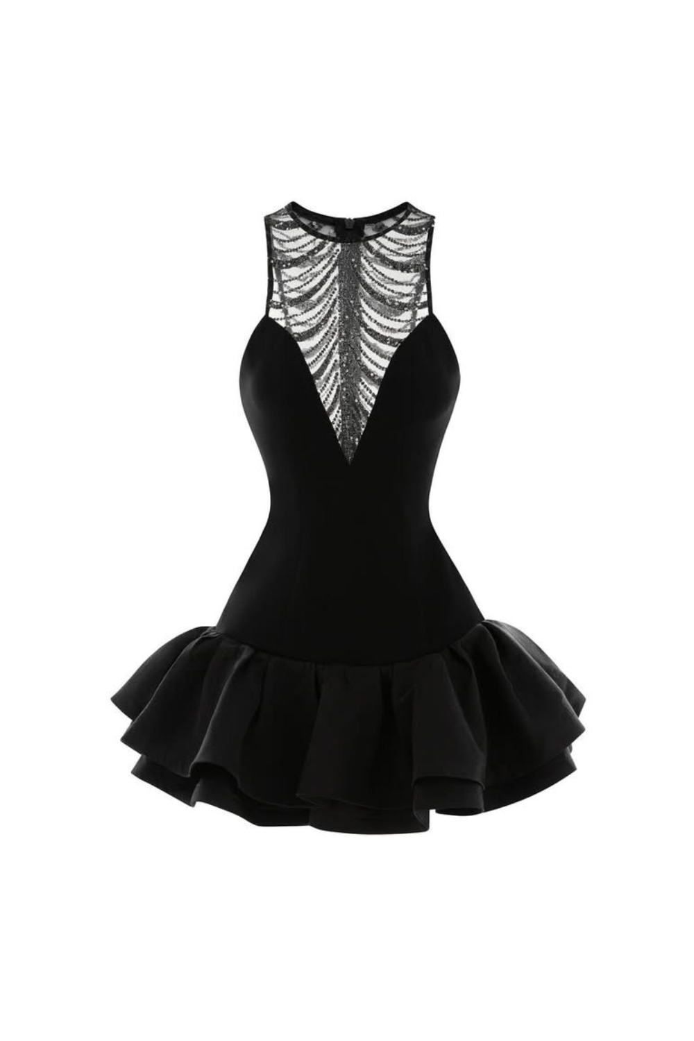 JESSICA SEQUIN TULLE MINI DRESS BLACK