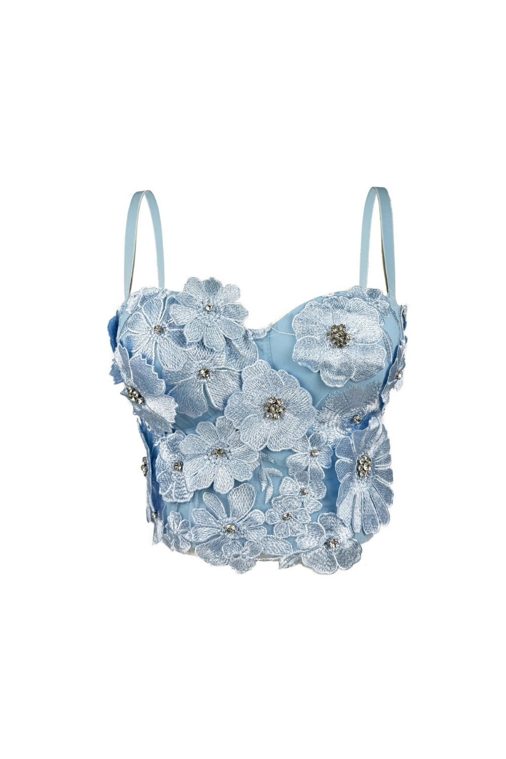 3D FLOWER BLUE DIAMOND CORSET, EVENING SILHOUETTE
