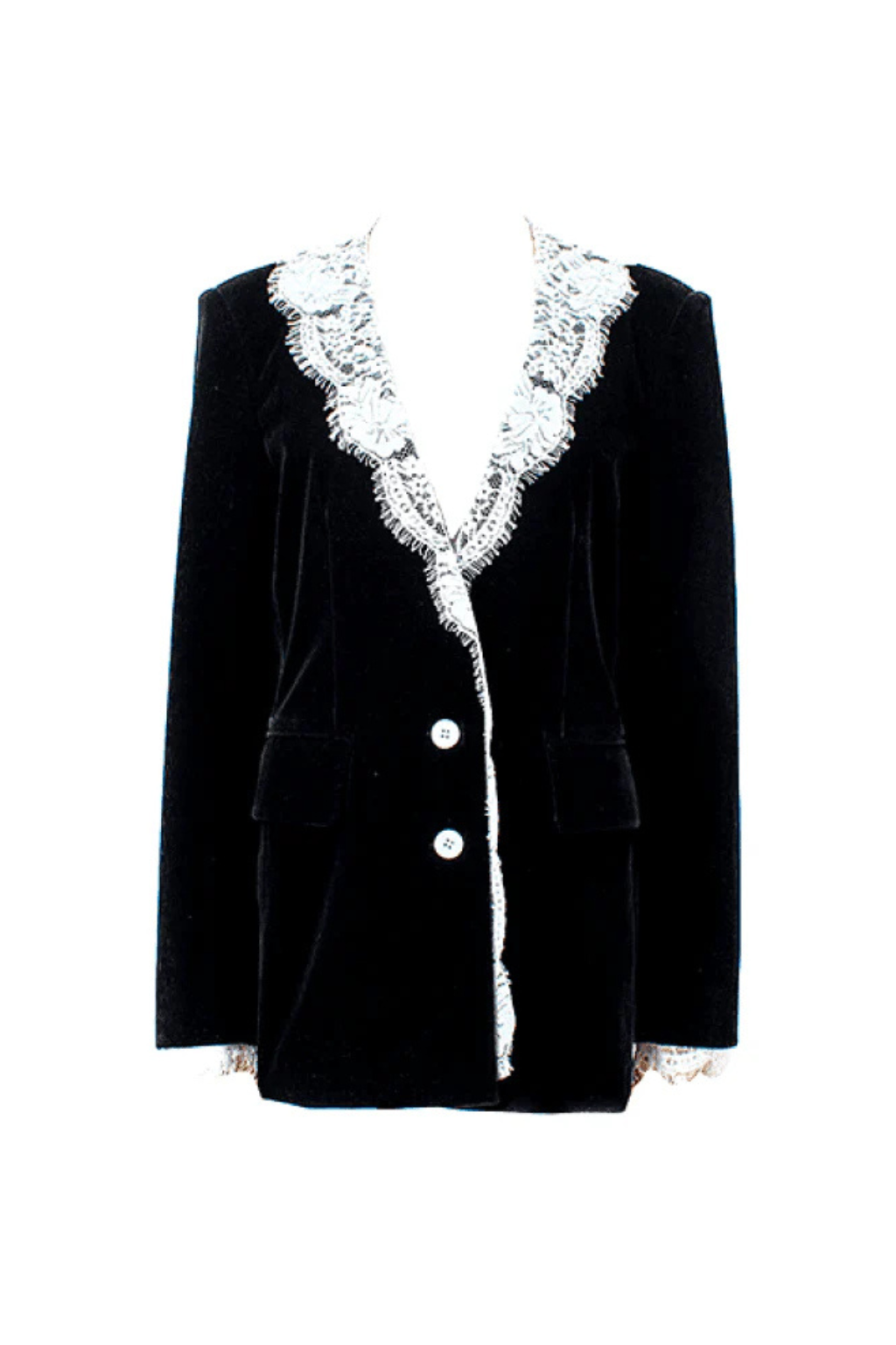 BLACK LACE-NECK VELVET BLAZER, FORMAL WEDDING