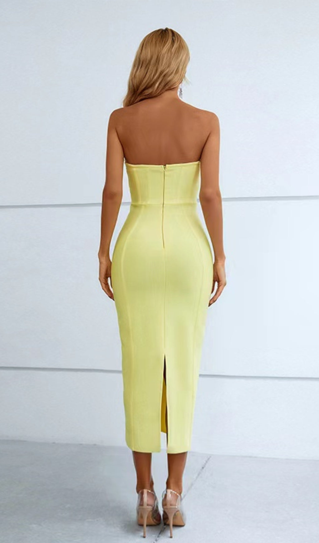 PATCHWORK STRAPLESS BANDAGE DRESS FOR PARTY