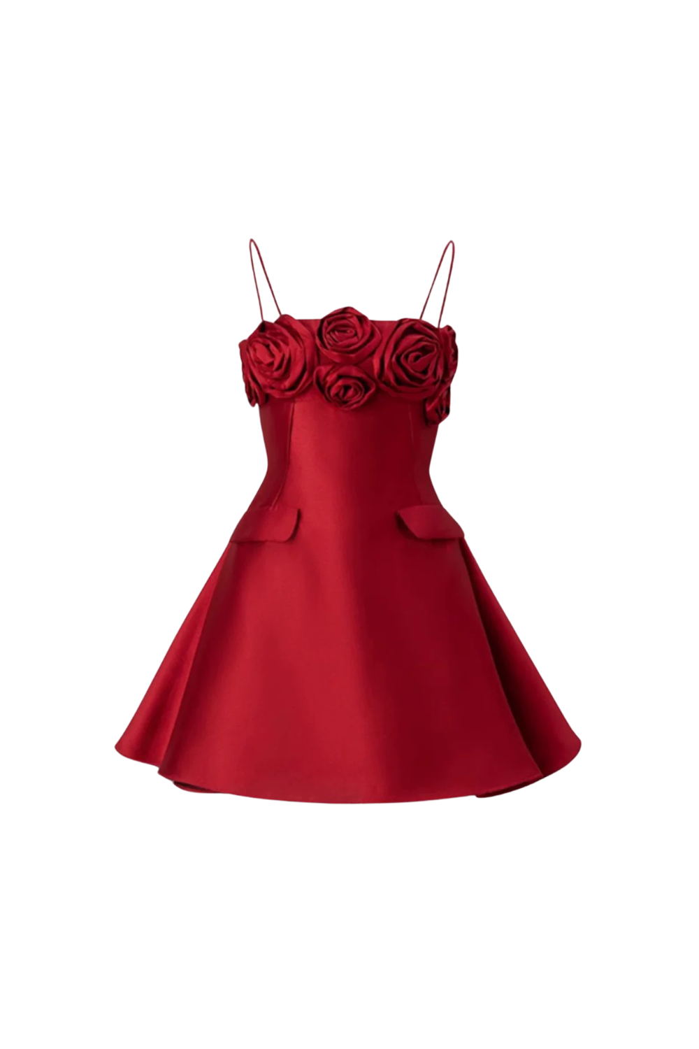 JOSEPHINE RED 3D FLOWER A-LINE MINI DRESS