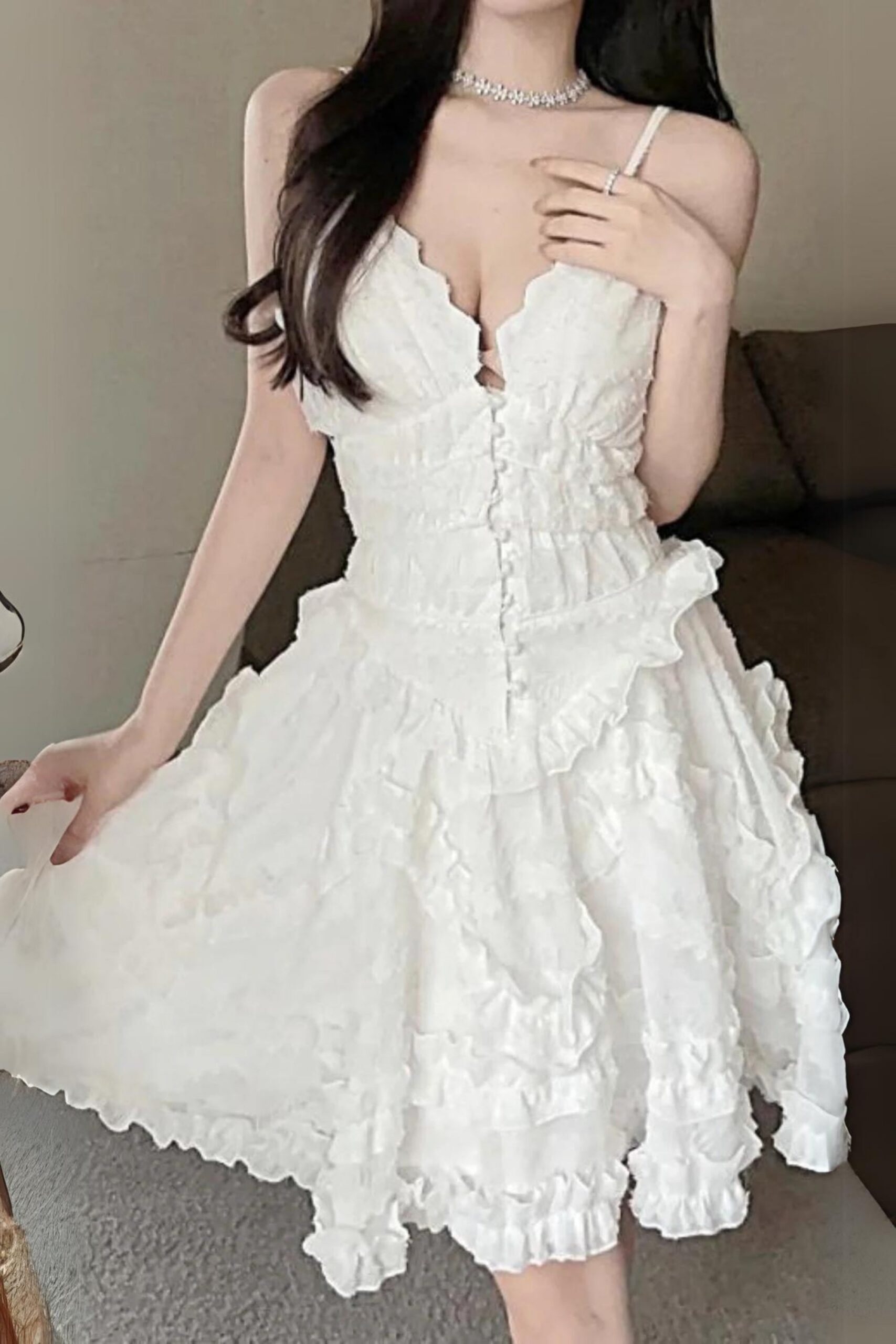 SEXY WHITE BACKLESS STRAP MINI DRESS FOR PARTY