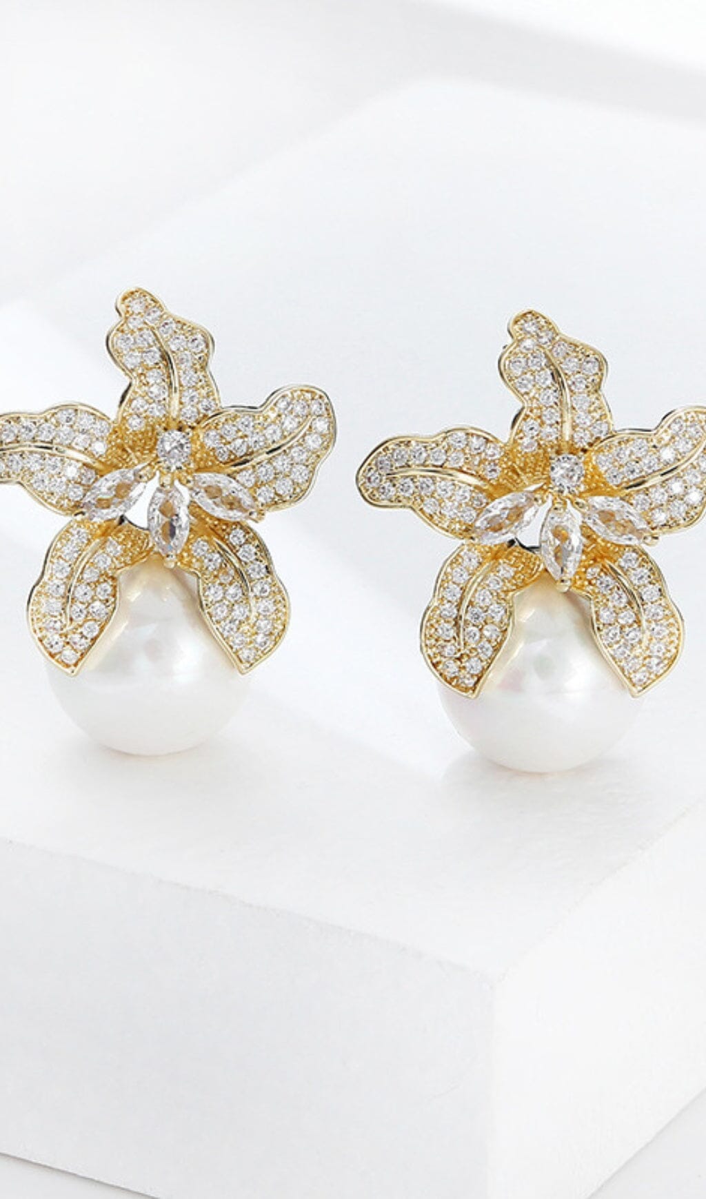 LILY GOLD PEARL DROP EARRINGS FOR WEDDING