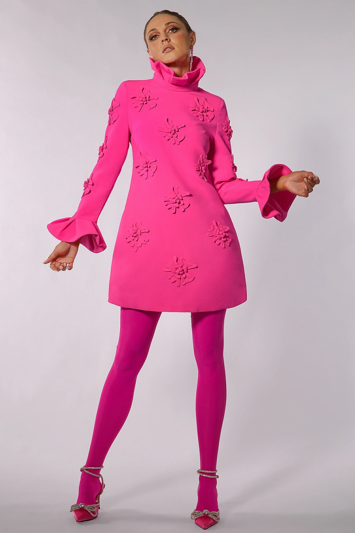 1_a91f9730-0566-4c64-8d2d-f8c753 LORELAI PINK JACQUARD FLORAL MINI DRESS