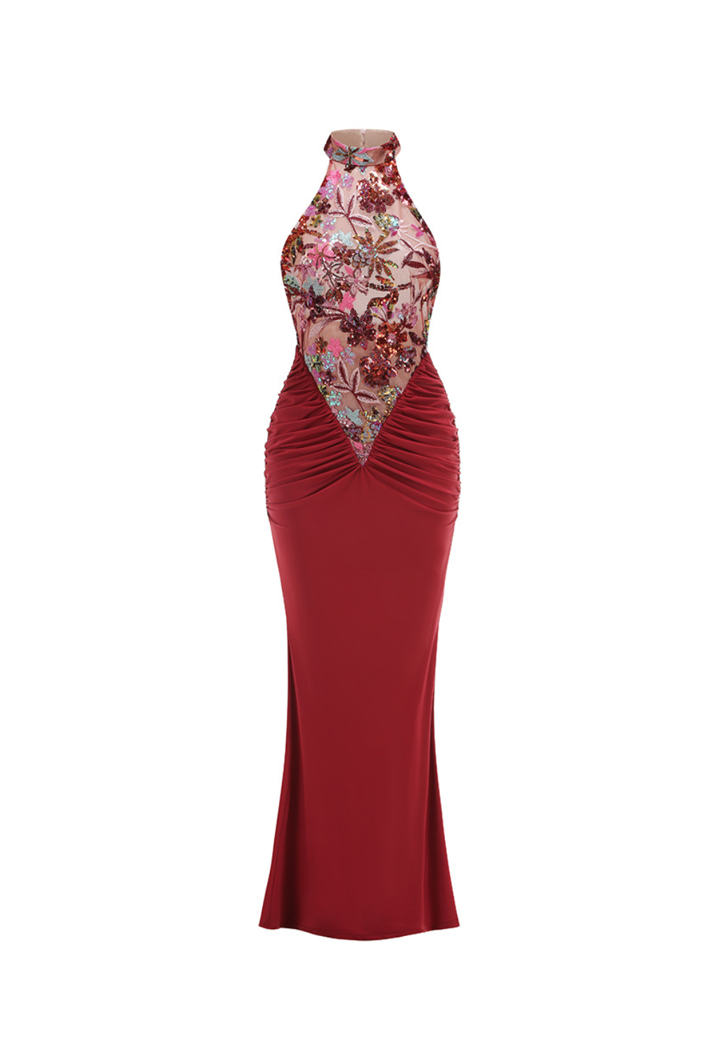 TRACY RED SEQUIN HALTER MAXI DRESS, EVENING