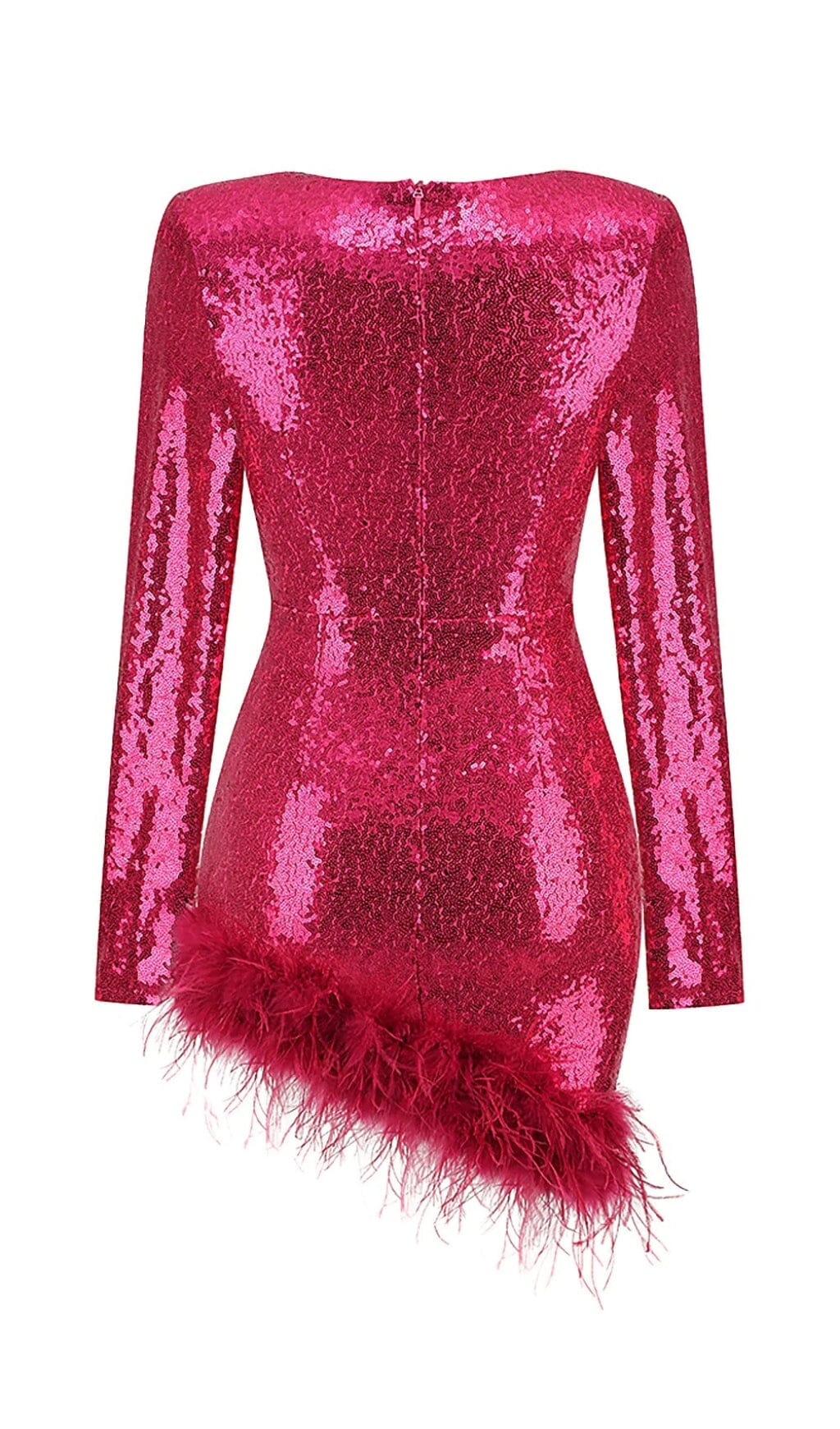 SEQUIN PINK FEATHER MINI DRESS FOR PARTY