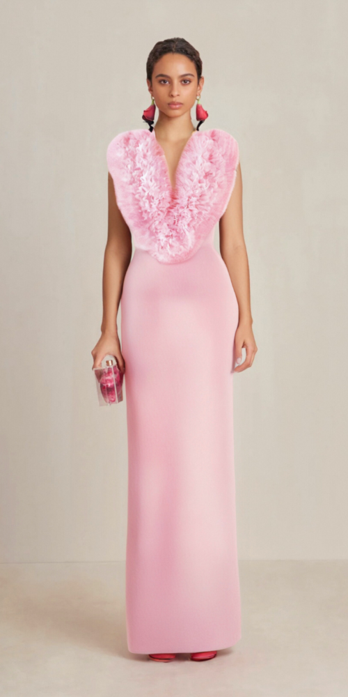 PINK SLEEVELESS FAUX FUR MIDI DRESS PINK SLEEVELESS FAUX FUR MIDI DRESS