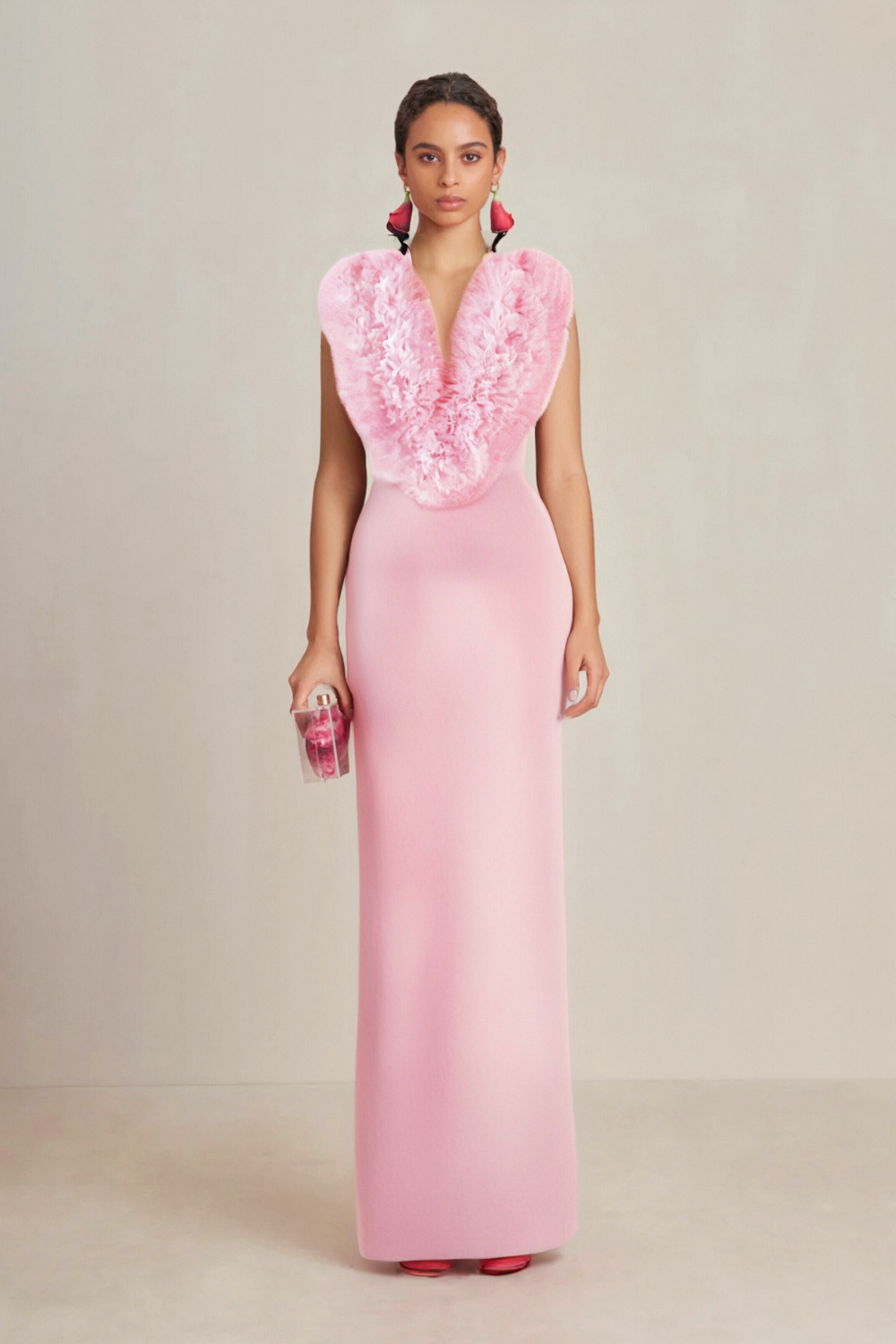 1_b21e5494-270b-4f24-a539-b6e6170d8ba5 PINK FAUX FUR MIDI DRESS SLEEVELESS PARTY