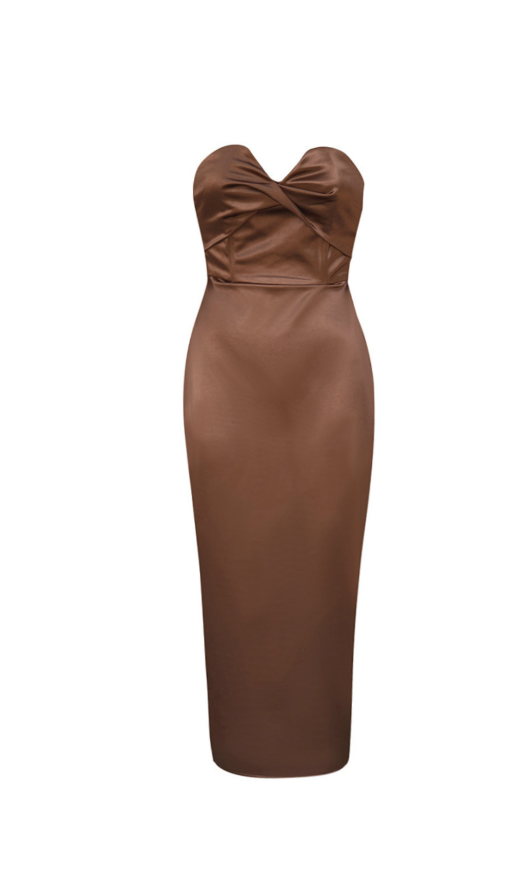 BACKLESS TWIST BODYCON MIDI DRESS BROWN