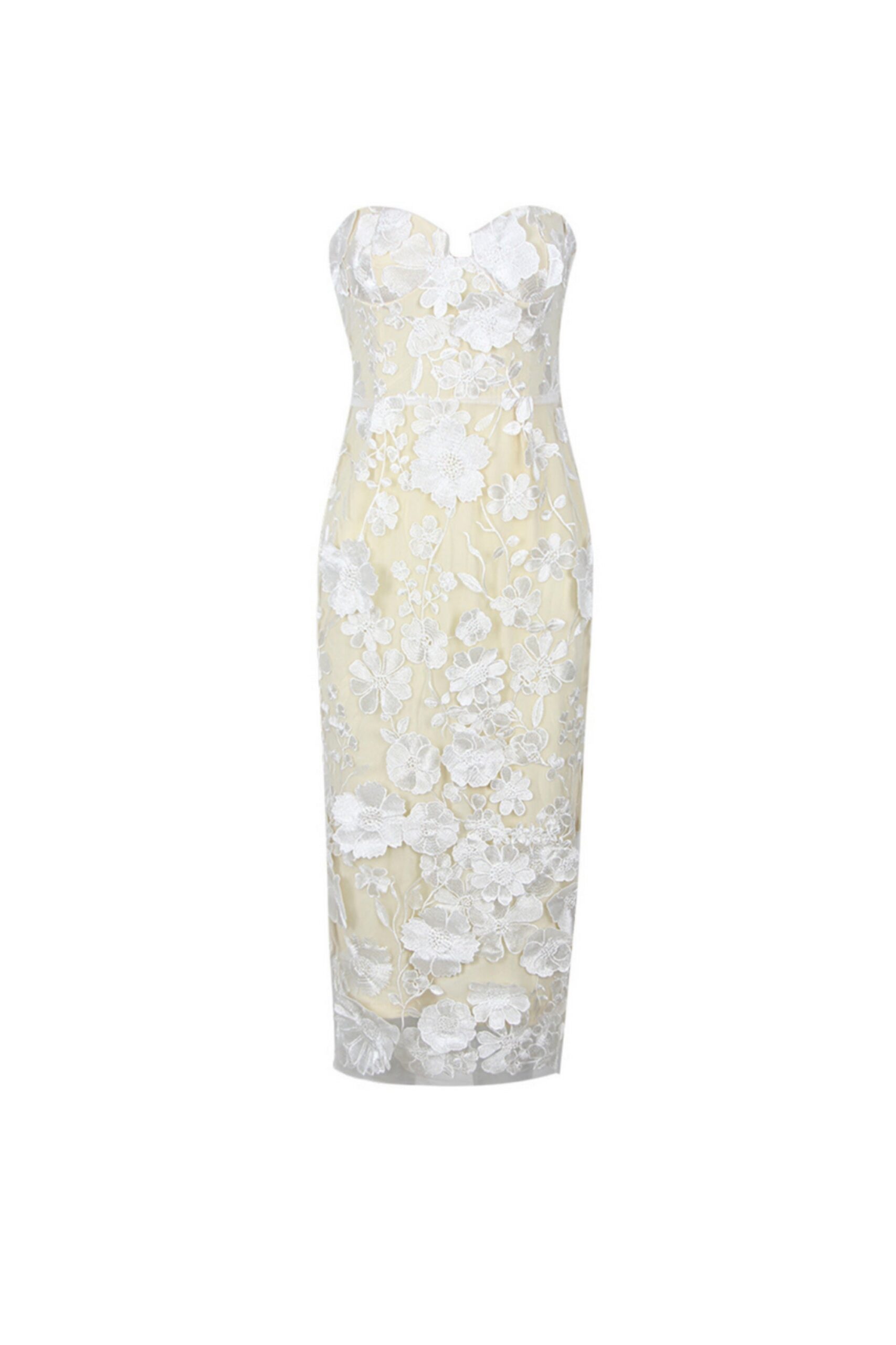 STRAPLESS JASMINE MIDI DRESS FOR WEDDING GUEST