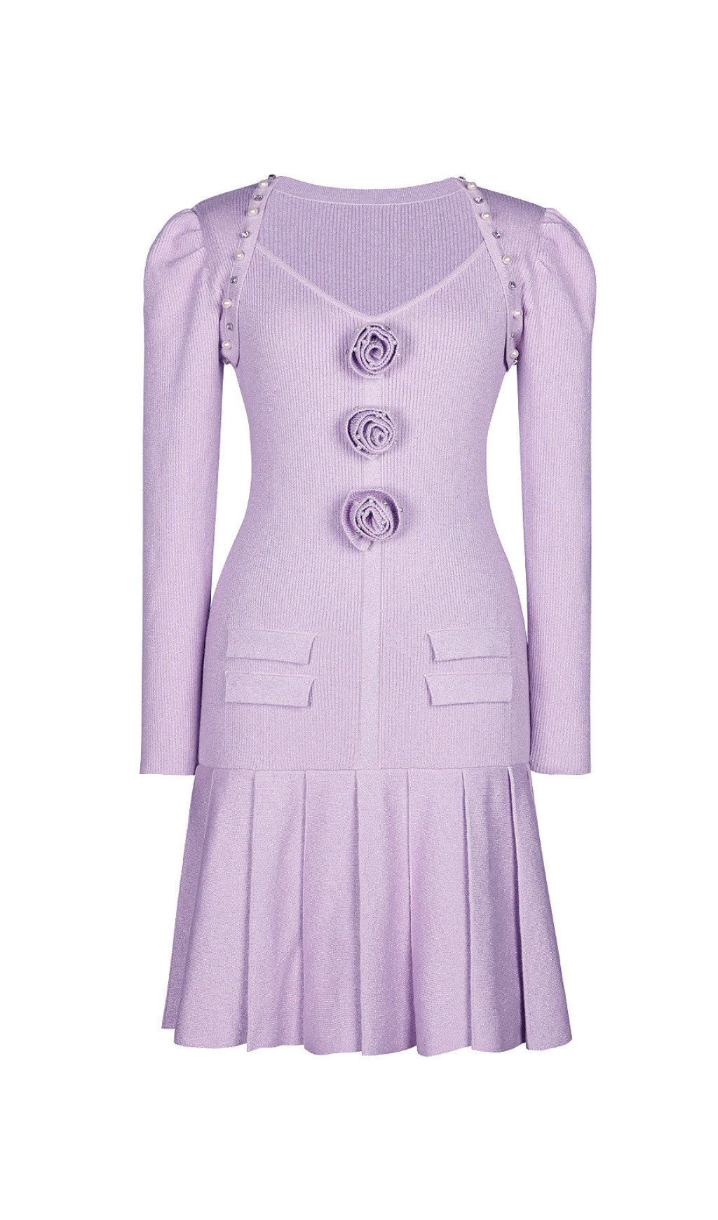 FLORAL KNIT MINI DRESS, PALE PURPLE, COCKTAIL PARTY