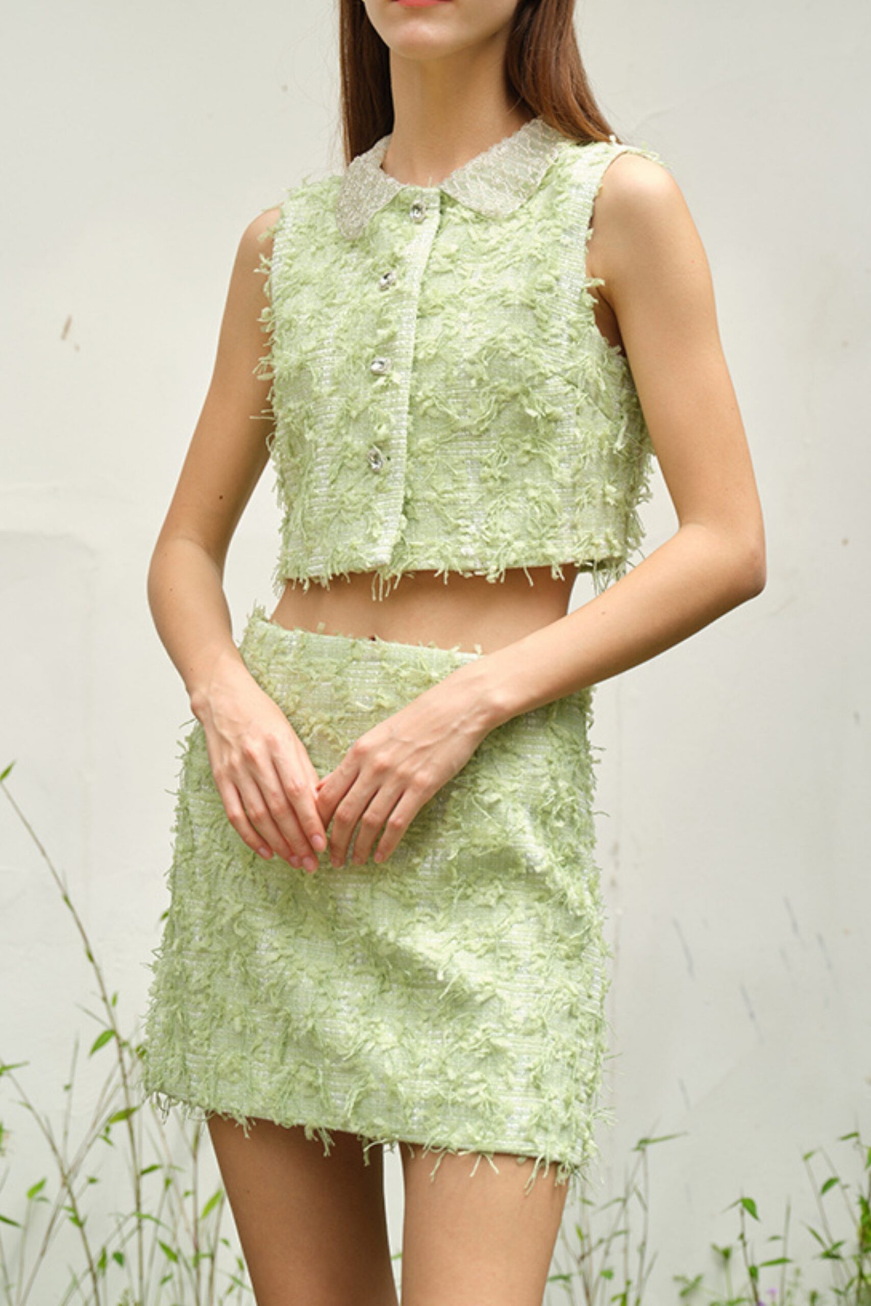 GREEN MINI DRESS SET FOR WEDDING GUEST