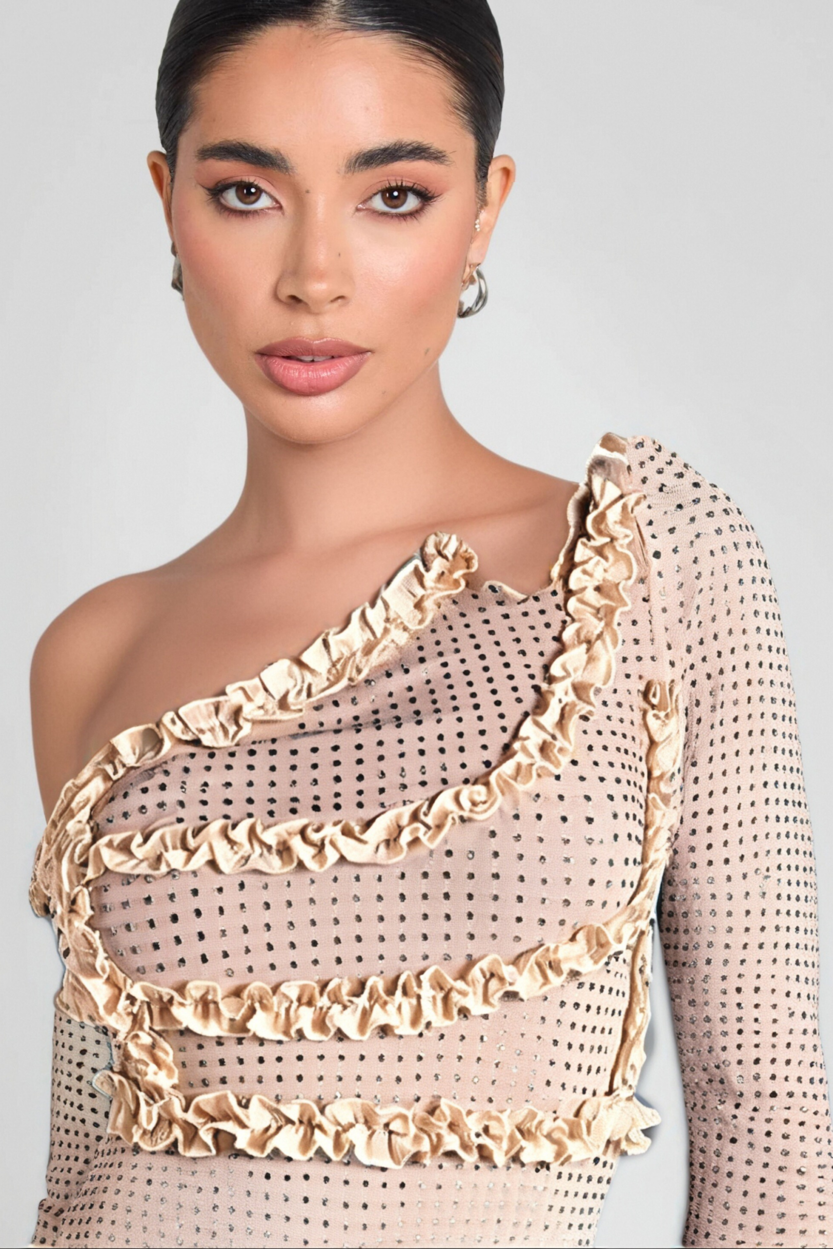 ONE SHOULDER RHINESTONE MINI DRESS FOR PARTY